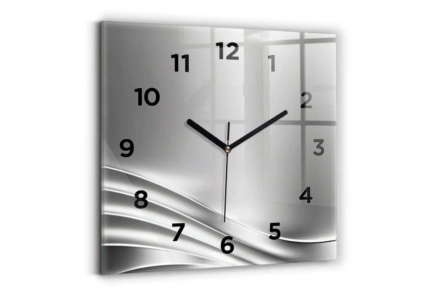 Tulup Wanduhr Glasuhr Silberne Abstraktion Rechteckig - Bild 2