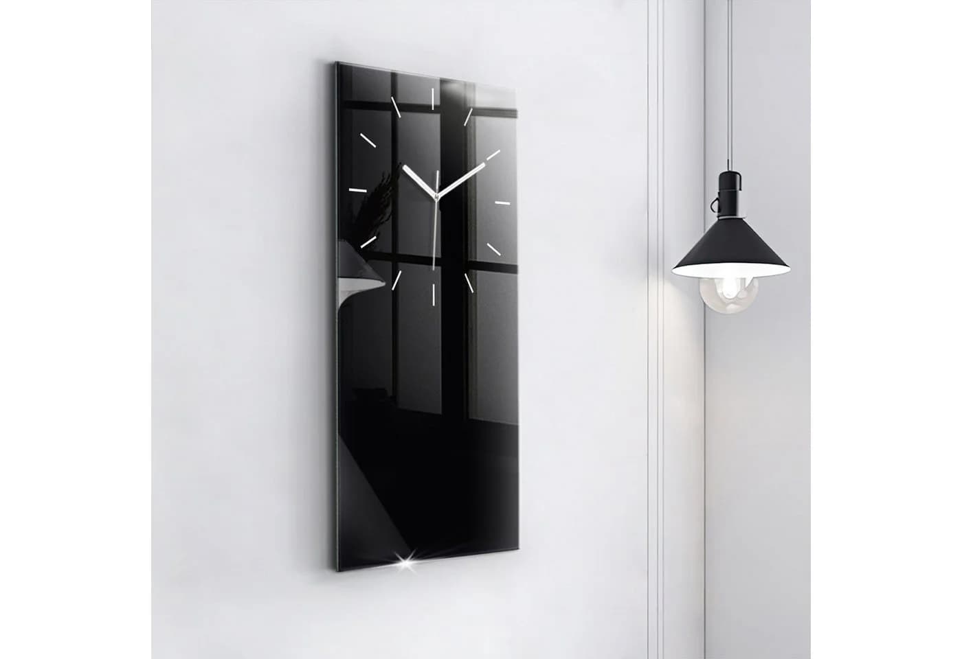 Tulup Wanduhr Glas Rechteckig Schwarz 30x60 cm - Bild 3