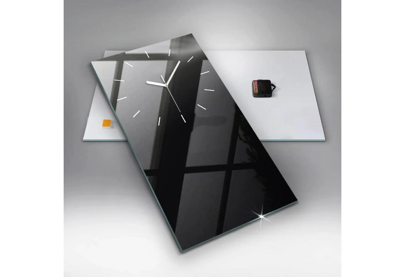 Tulup Wanduhr Glas Rechteckig Schwarz 30x60 cm - Bild 4