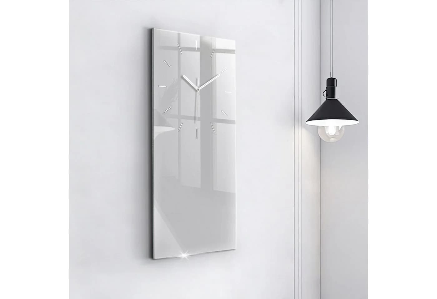 Tulup Rechteckige Wanduhr 30x60 cm aus Gehärtetem Glas Grau - Bild 3
