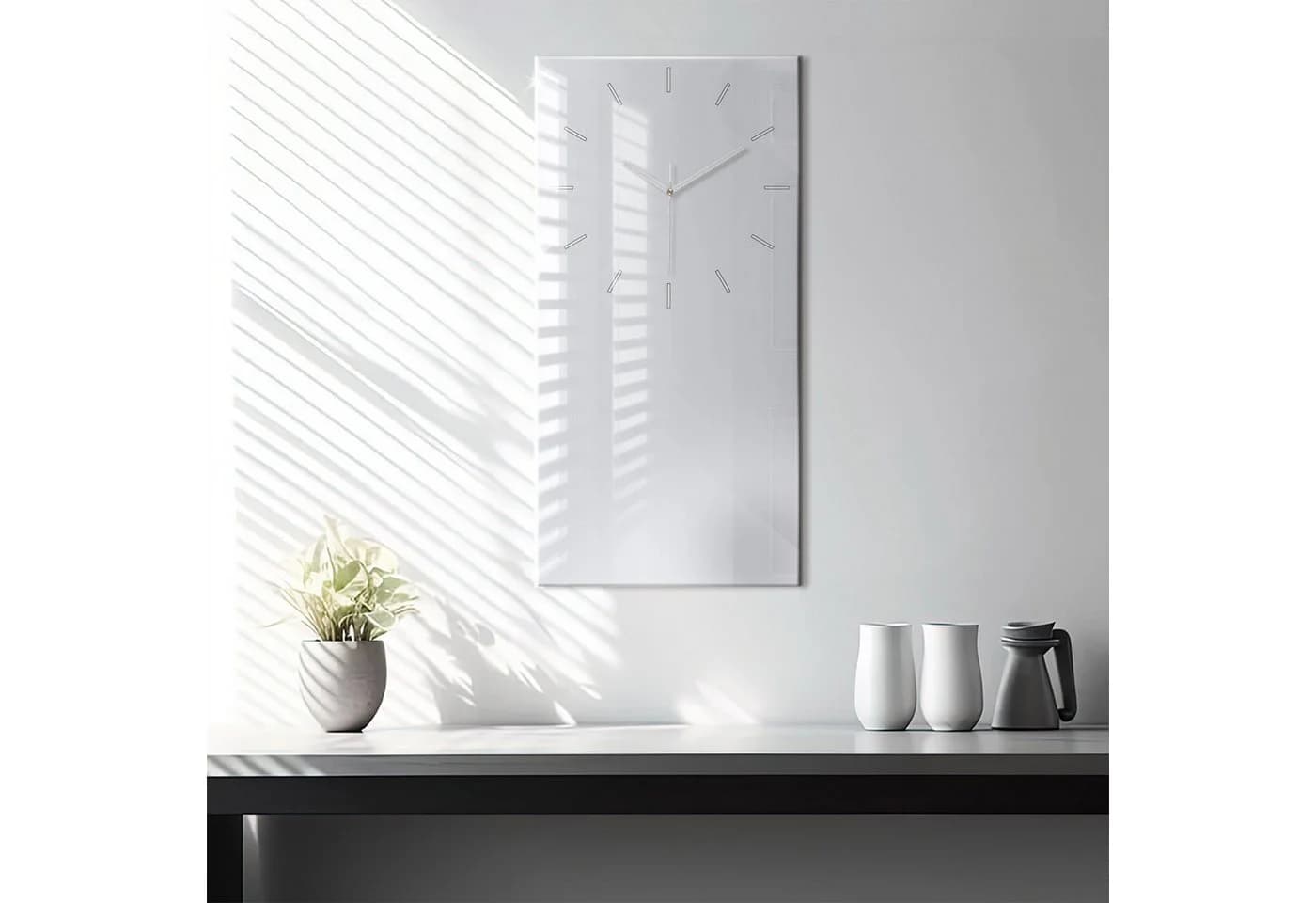 Tulup Rechteckige Wanduhr aus Gehärtetem Glas Weiß 30 x 60 cm