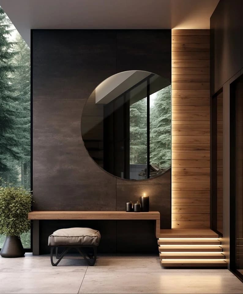 Tulup Badspiegel Halb-Rund Wanddeko Modern Glas Kosmetikspiegel - Bild 5