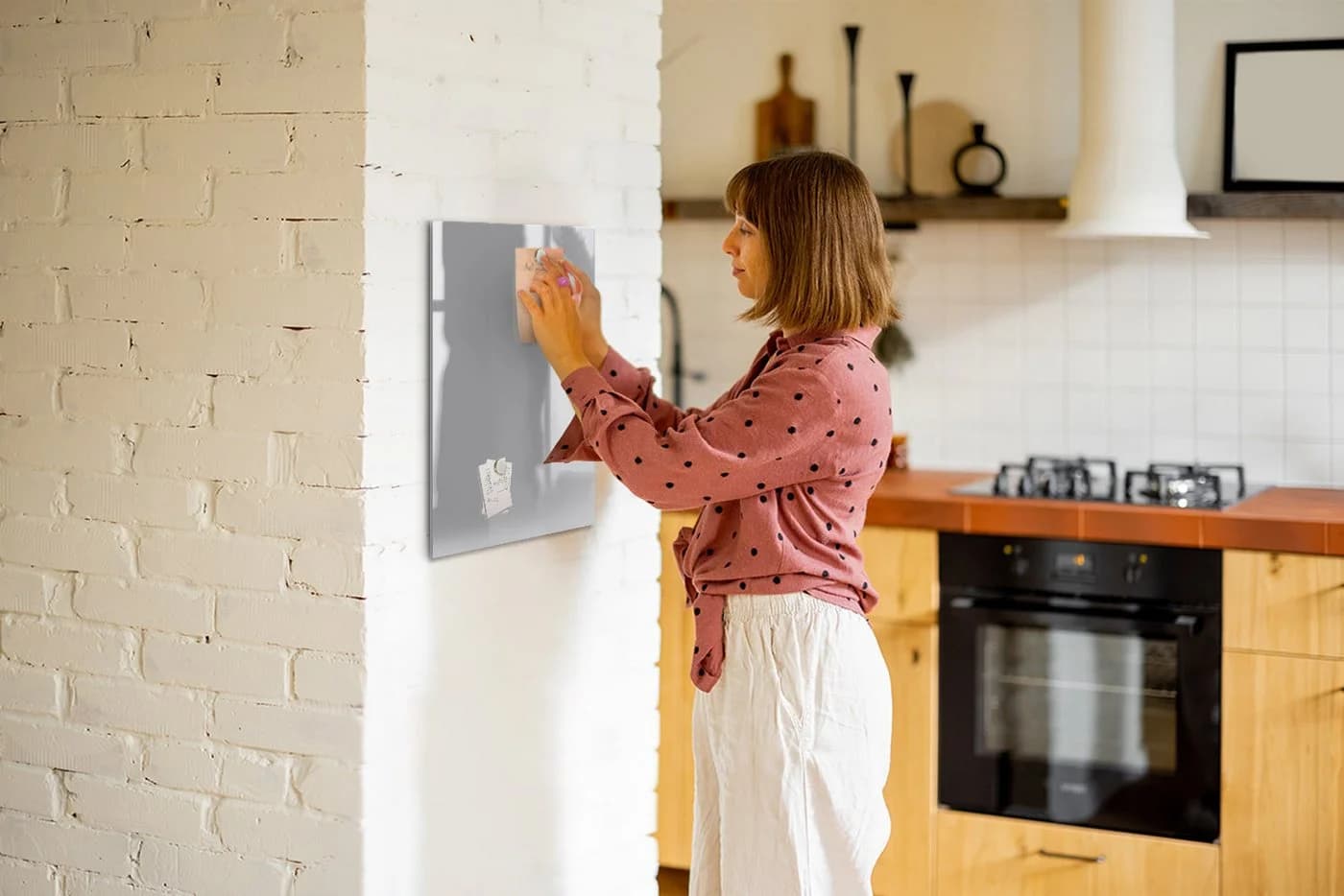 Tulup Memoboard aus Glas Notiztafel Hellgrau mit Magneten