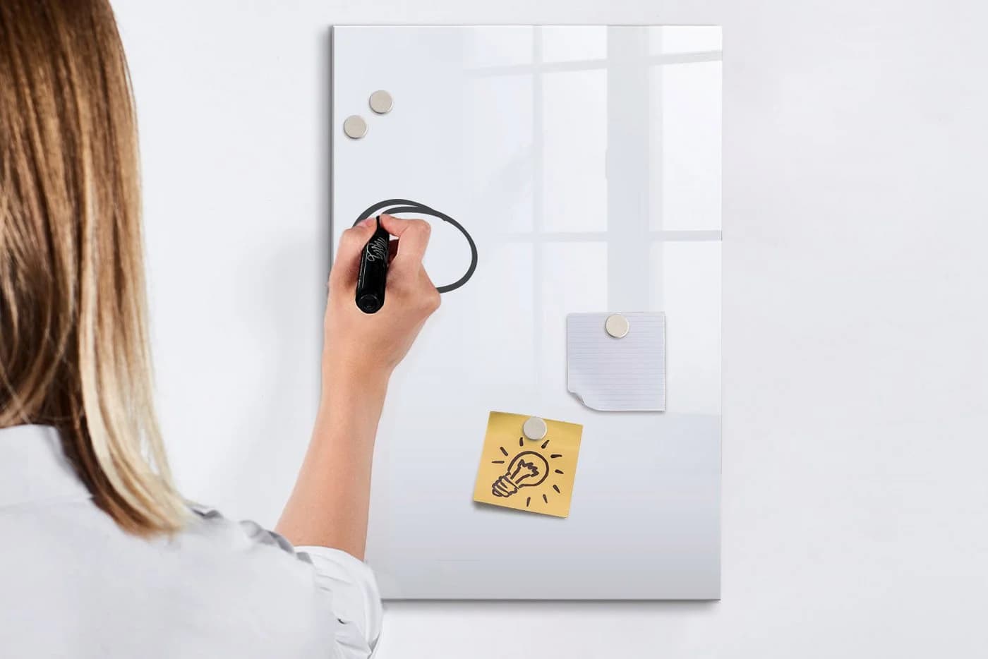 Tulup Magnettafel Memoboard aus Glas Weiß mit 5 Magneten, Marker und Schwamm - Bild 5