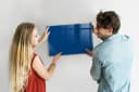 Tulup Glas-Notiztafel Memoboard Blau mit Magneten und Marker Bild 3