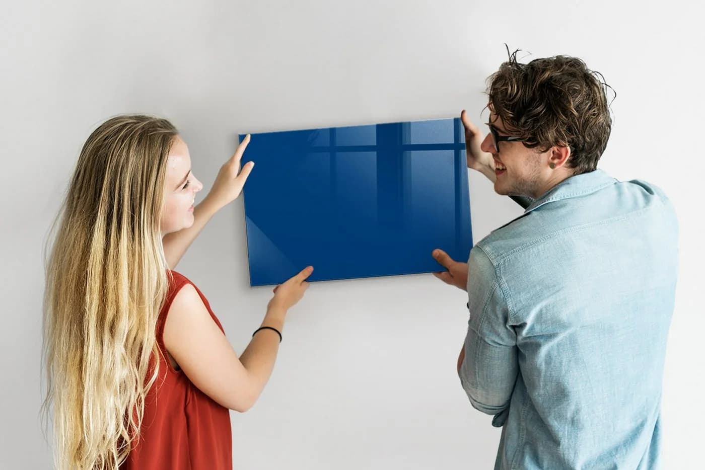 Tulup Glas-Notiztafel Memoboard Blau mit Magneten und Marker - Bild 3