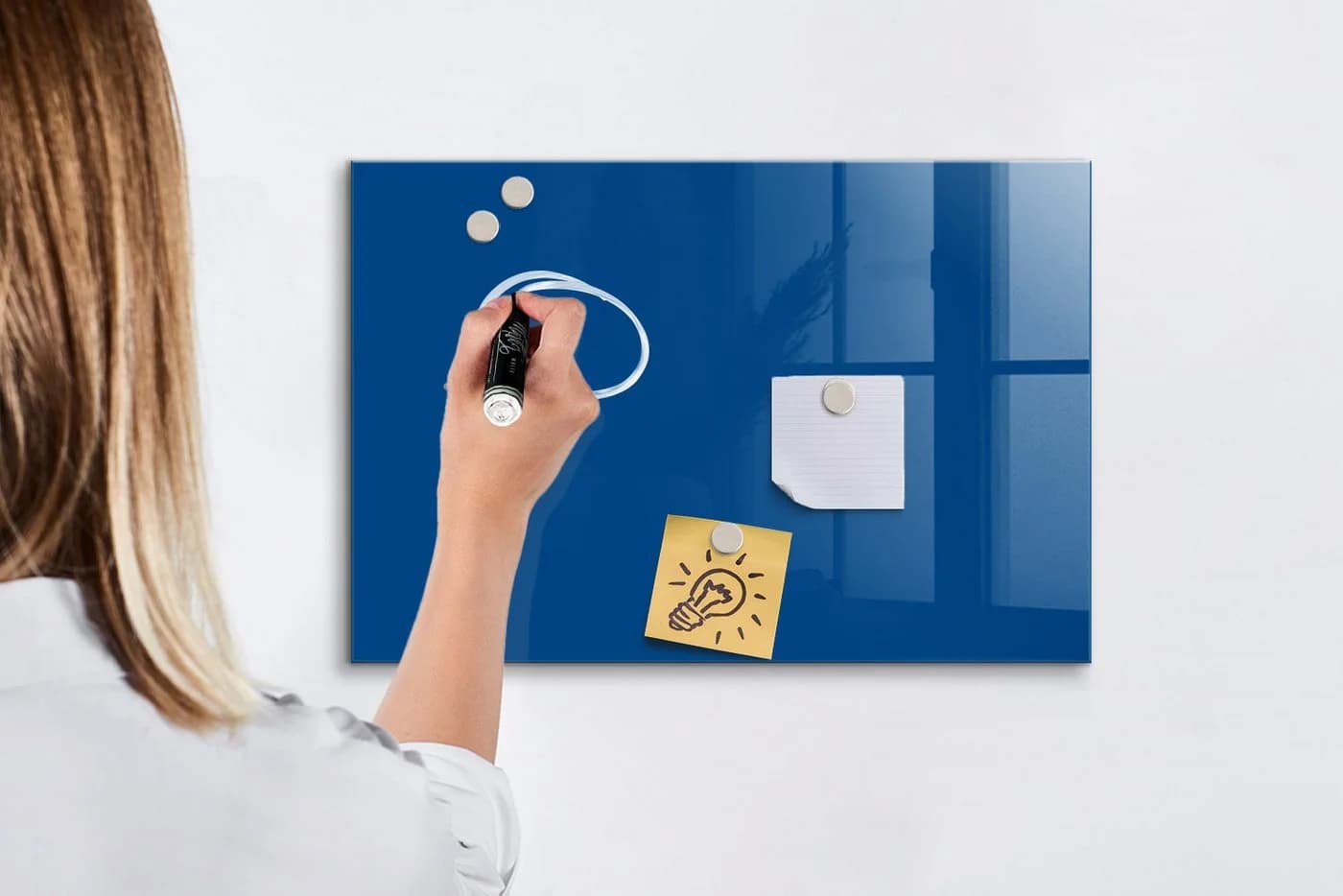 Tulup Glas-Notiztafel Memoboard Blau mit Magneten und Marker - Bild 5