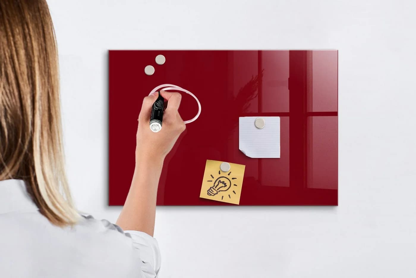 Tulup Magnettafel Glas-Notiztafel Memoboard Burgund mit Magneten - Bild 5