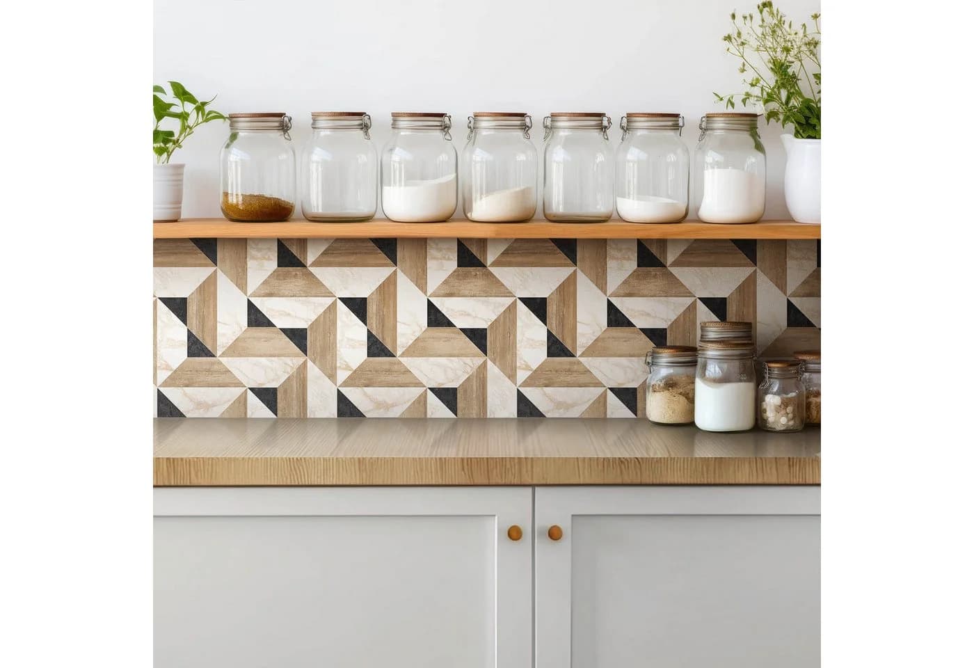 Tulup Selbstklebende Vinylfliesen Marmor & Holz Design 30x30cm