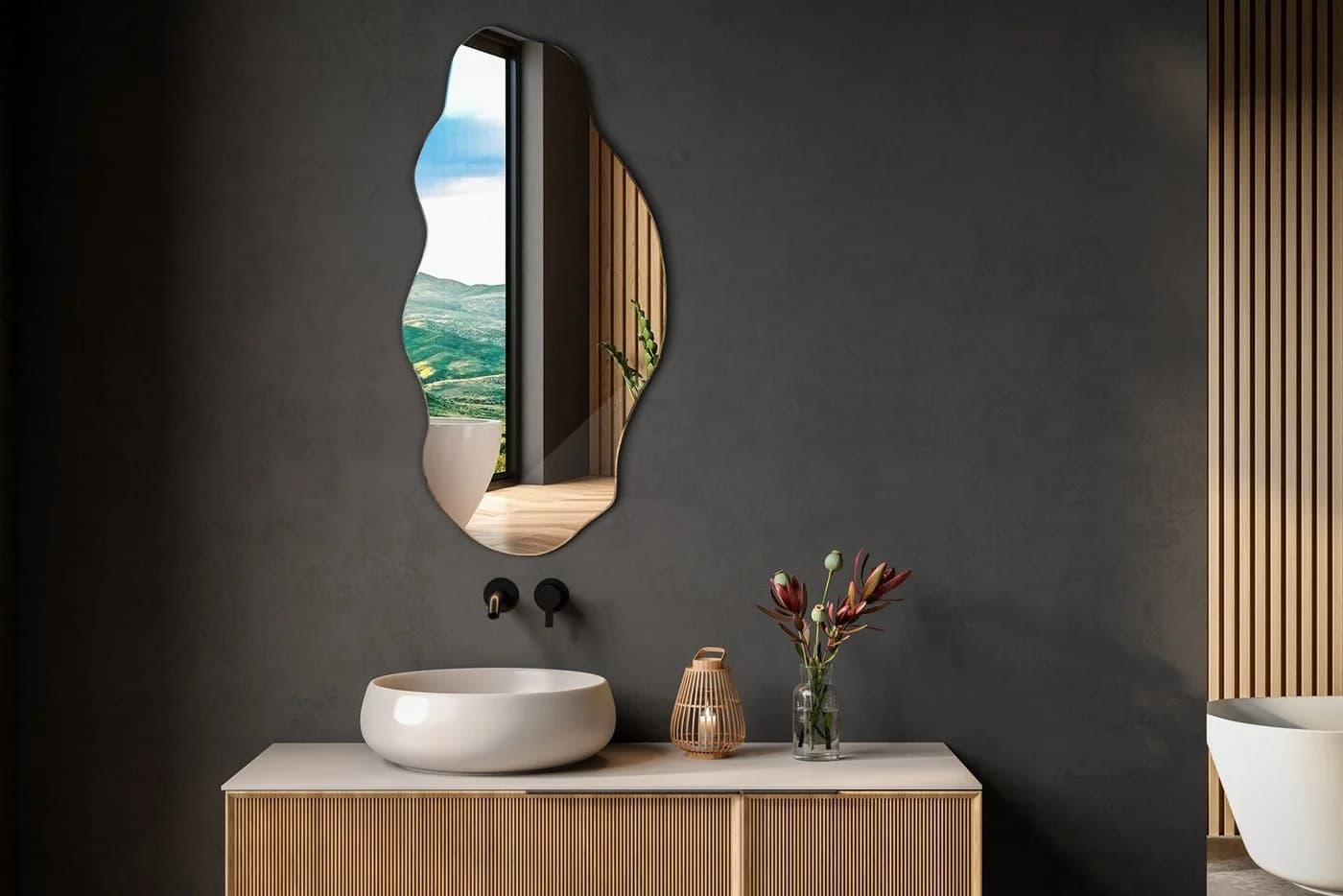 Tulup Dekospiegel Unregelmäßige Form Modern Glas Wandspiegel - Bild 3