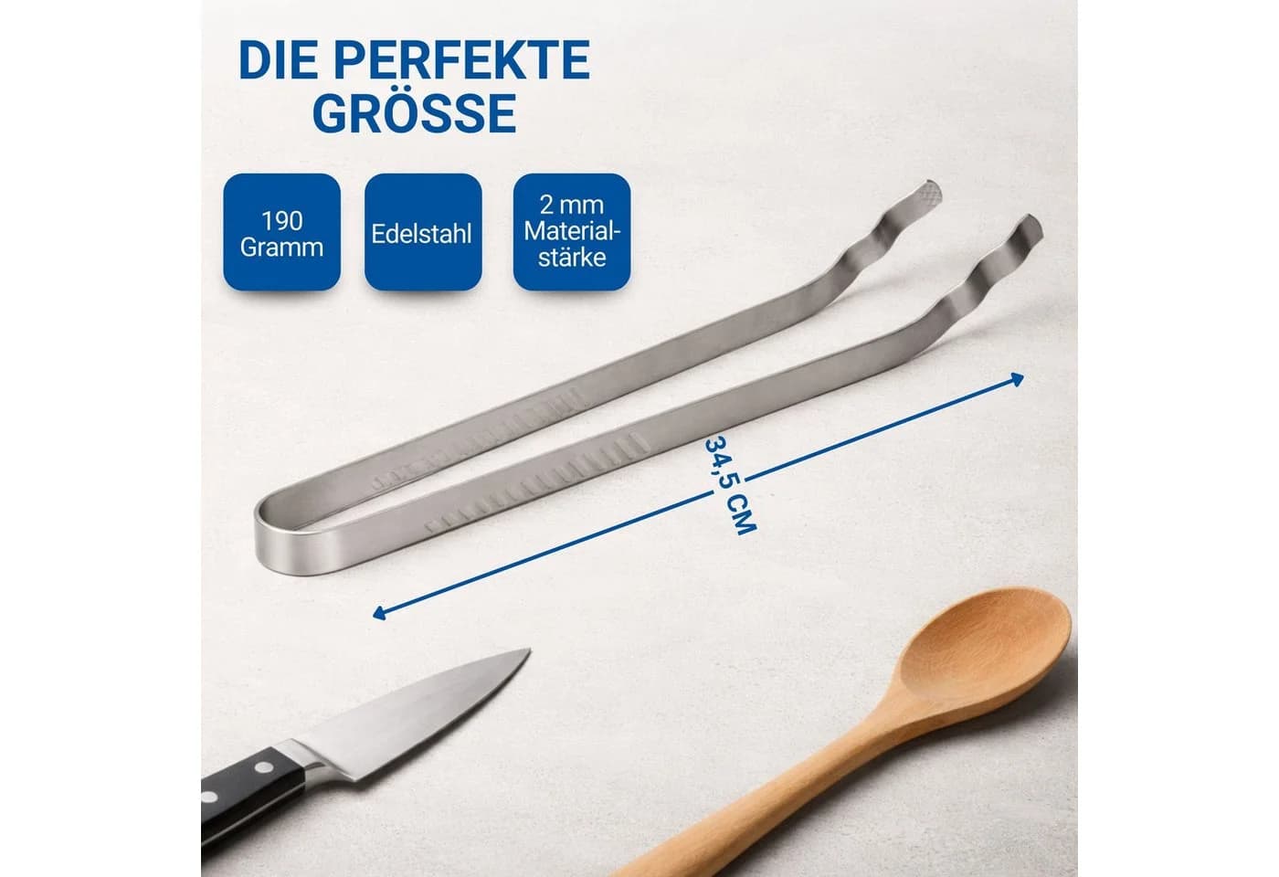 elasto Grillzange aus Edelstahl 35 cm BBQ Grillzubehör - Bild 3