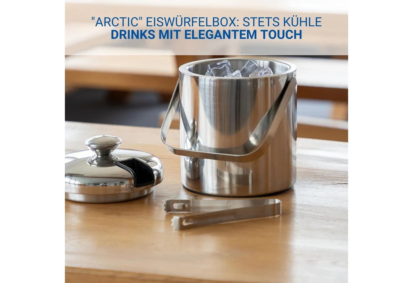elasto Eiswürfelbehälter ARCTIC Edelstahl mit Zange & Sieb - Bild 5