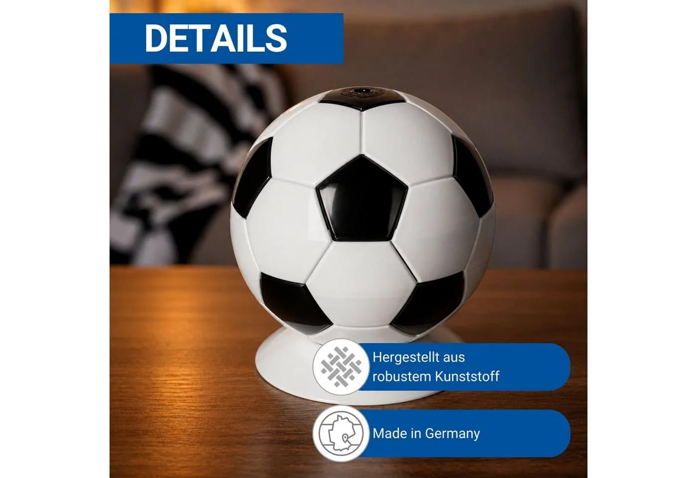 elasto Servierplatte Serveball 'Victory' Schwarz Fußball Couchbar