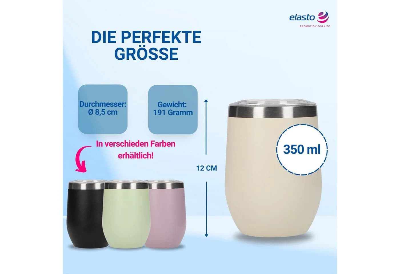 elasto Weinbecher 350 ml Vinova Edelstahl mit Strohhalm - Bild 3