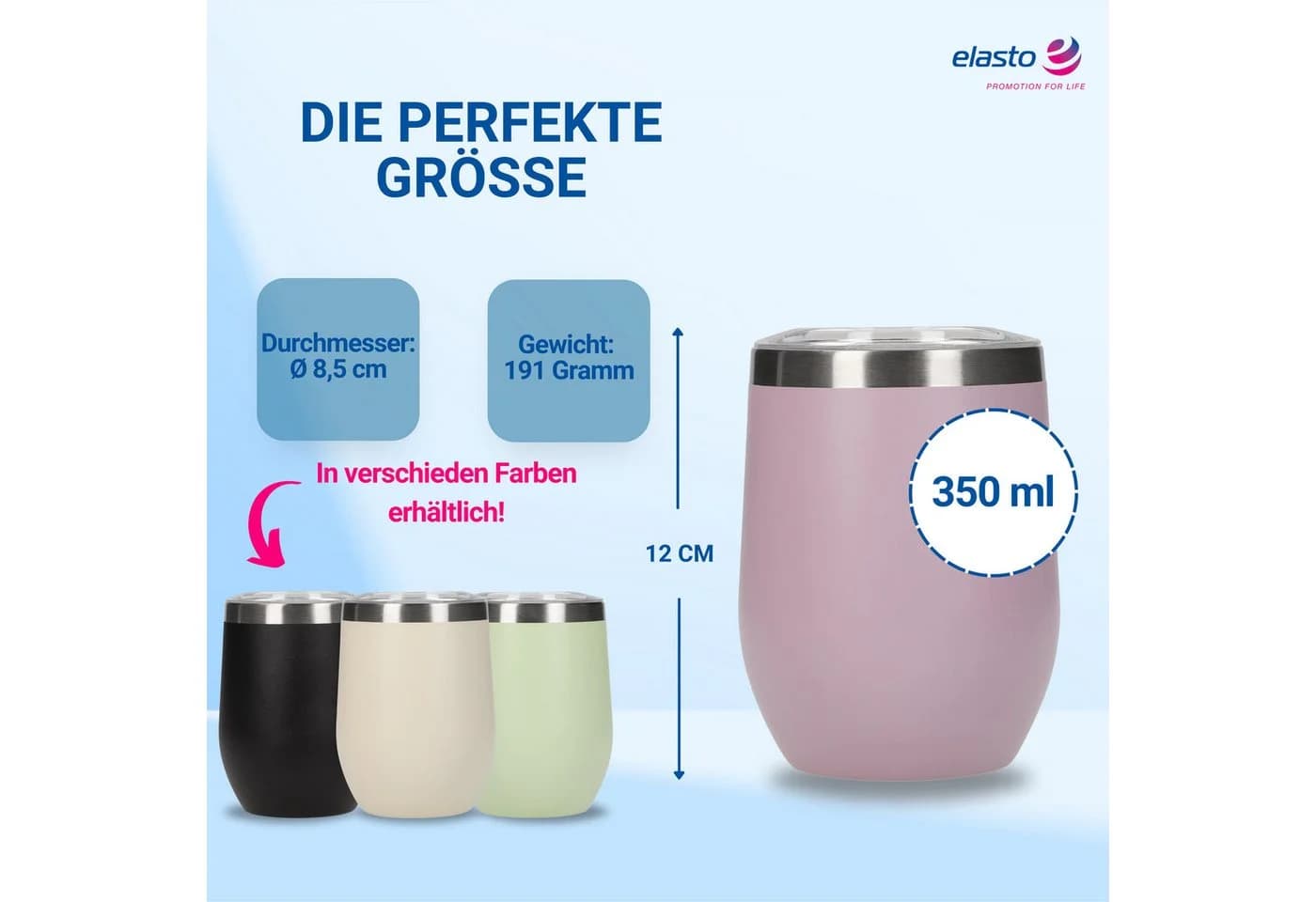 elasto Weinbecher Vinova 350 ml Edelstahl Lila mit Strohhalm - Bild 3