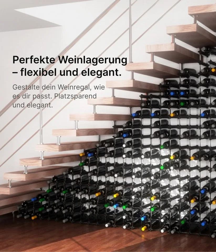 NOOK Weinregal Modulsystem Schwarz Erweitbar Bis 60 Flaschen