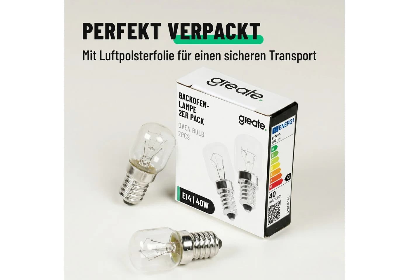 greate. Backofenlampe E14 40W 2er Pack hitzebeständig warmweiß - Bild 4