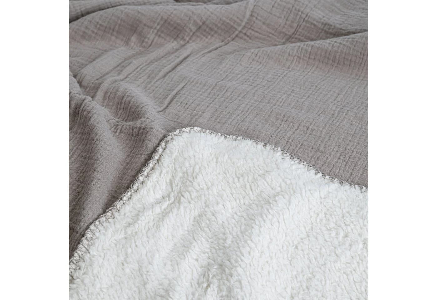 Home Creation Musselin Decke Grau 130x180 cm Kuscheldecke Baumwolle Fleece