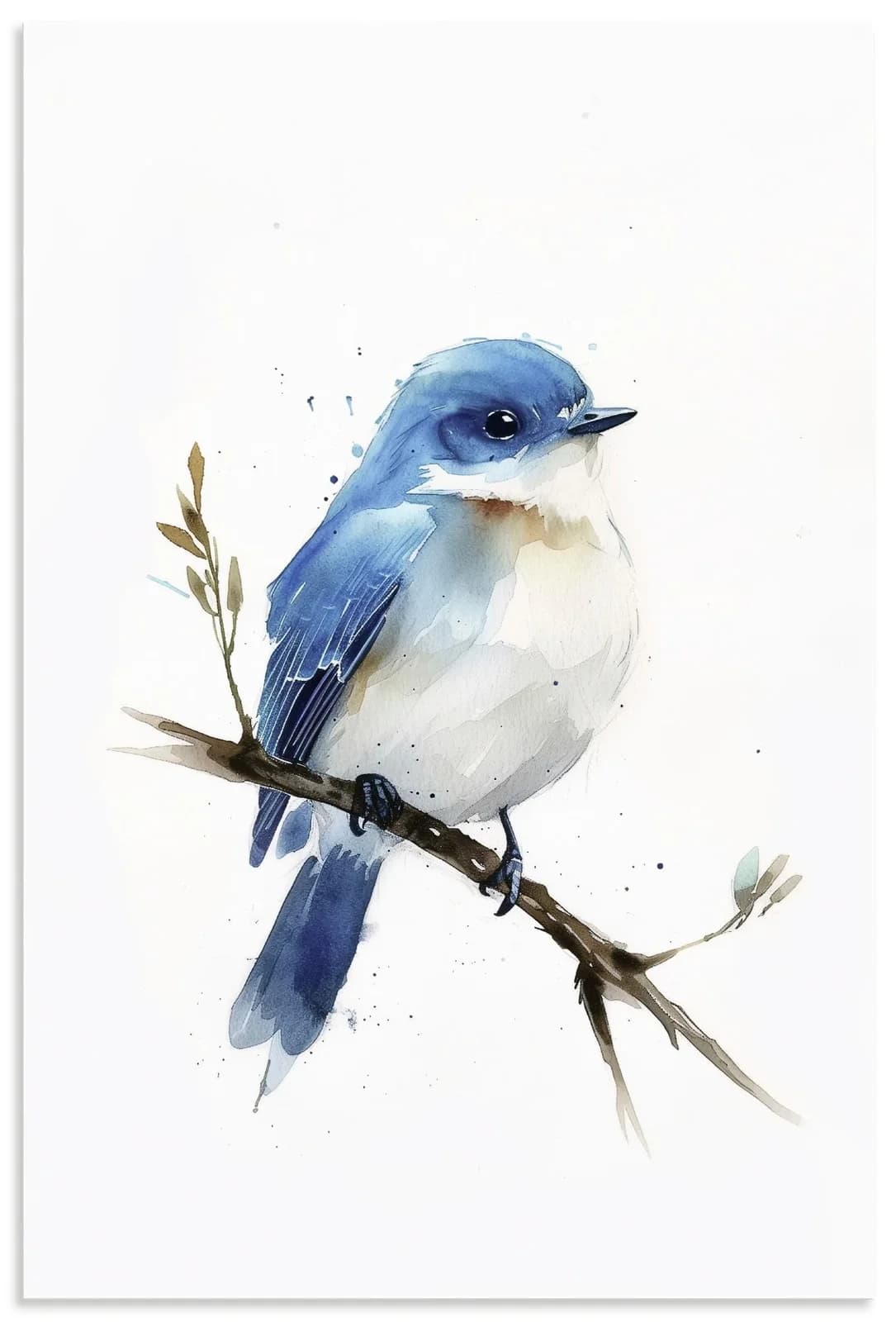 Wandbild ARTLAND Aquarell Berghüttensänger Blau