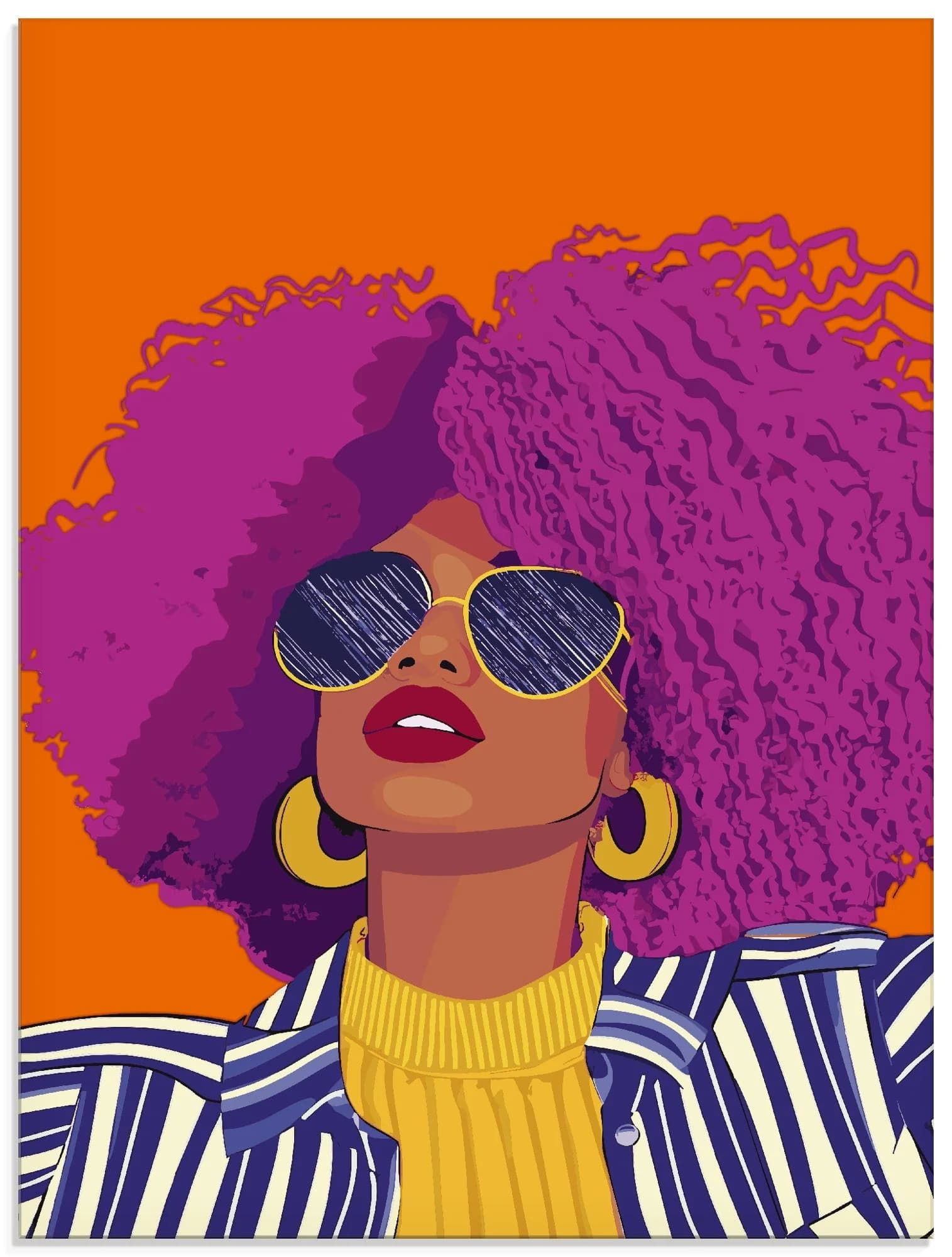 Glasbild ARTLAND Woman with sunglasses pink