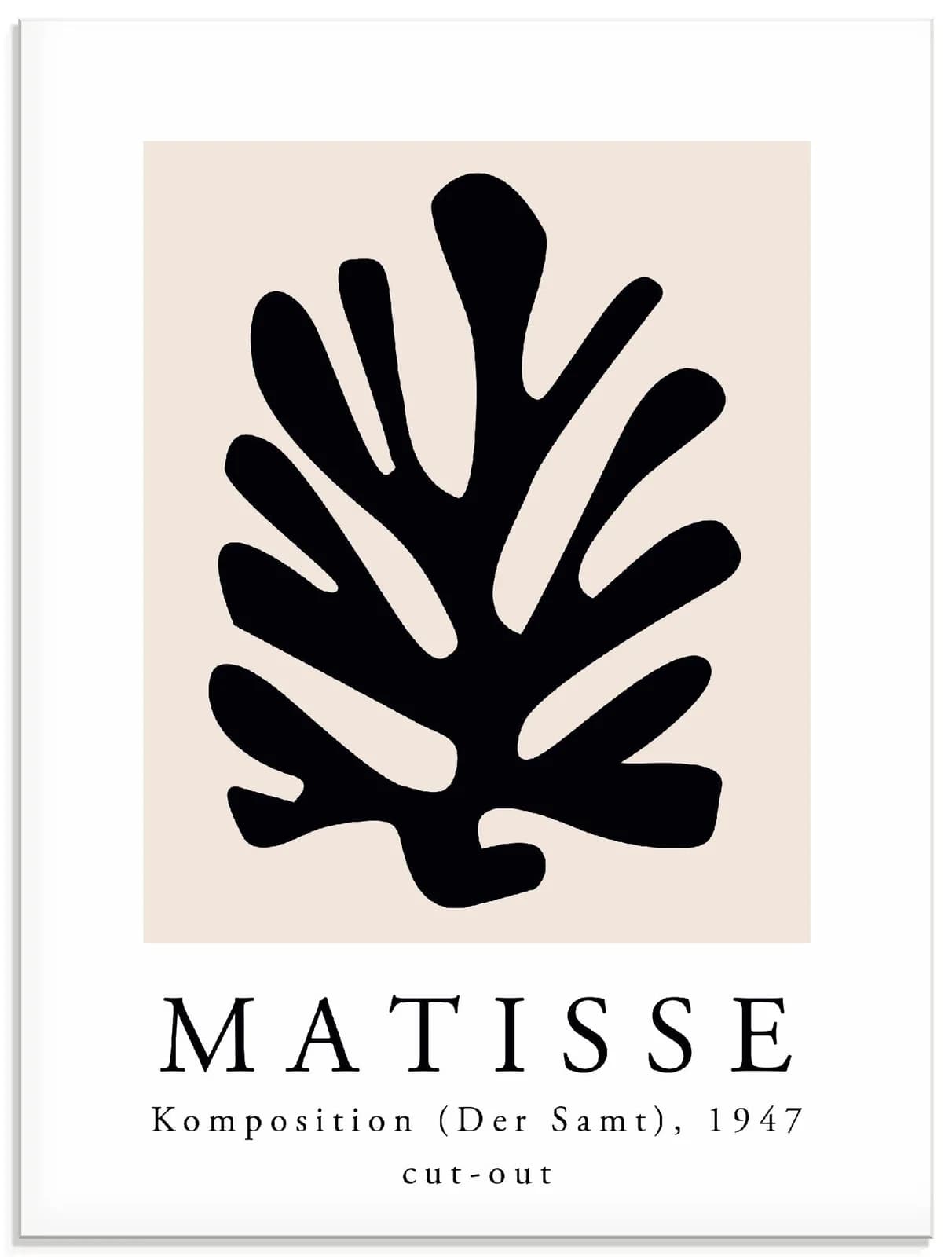 Glasbild Matisse Komposition - Cut-out Schwarz