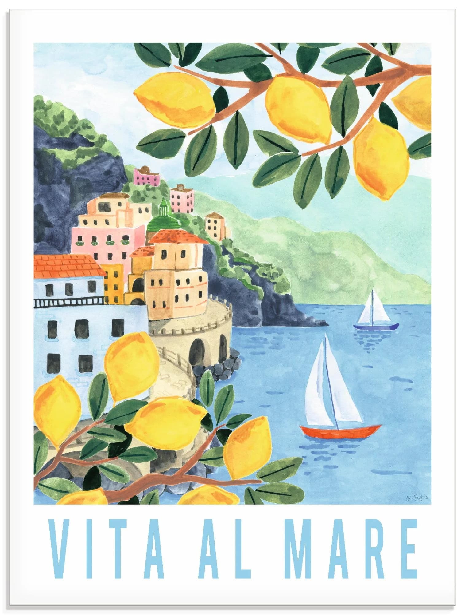 Glasbild ARTLAND 'Mediterranean View II' - 60x80cm