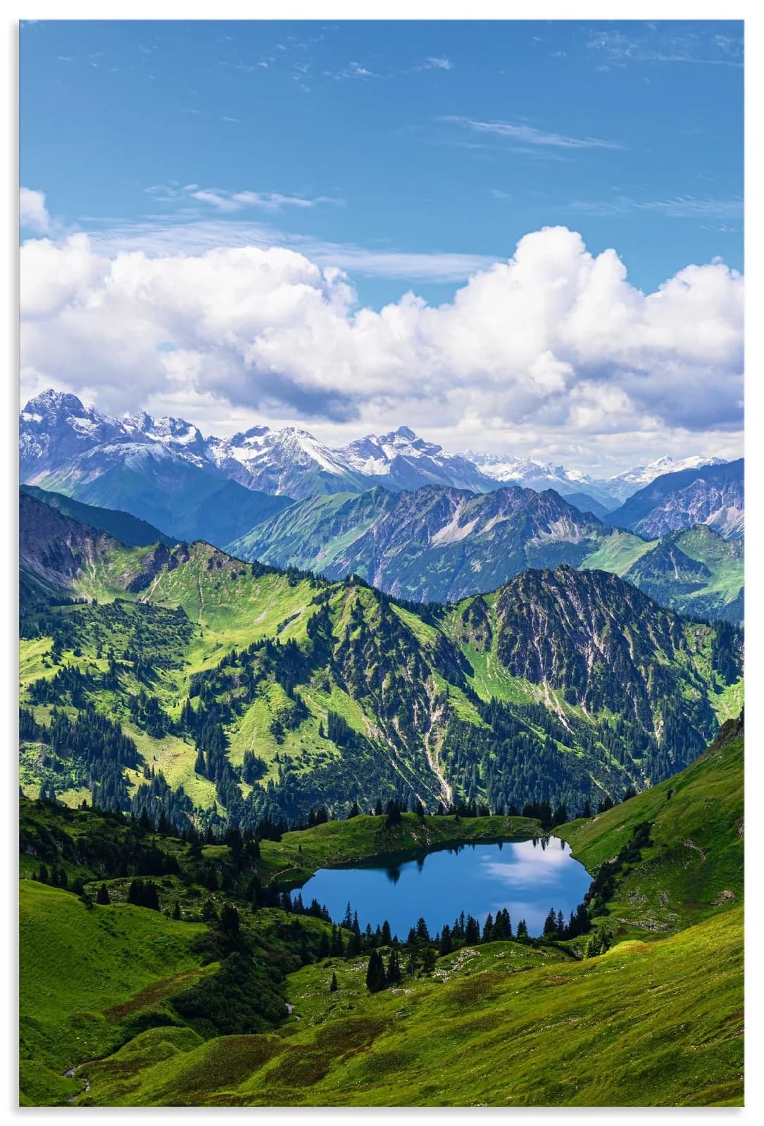 Artland Wandbild Nebelhorn bei Obersdorf Alpen Seealpsee Blau