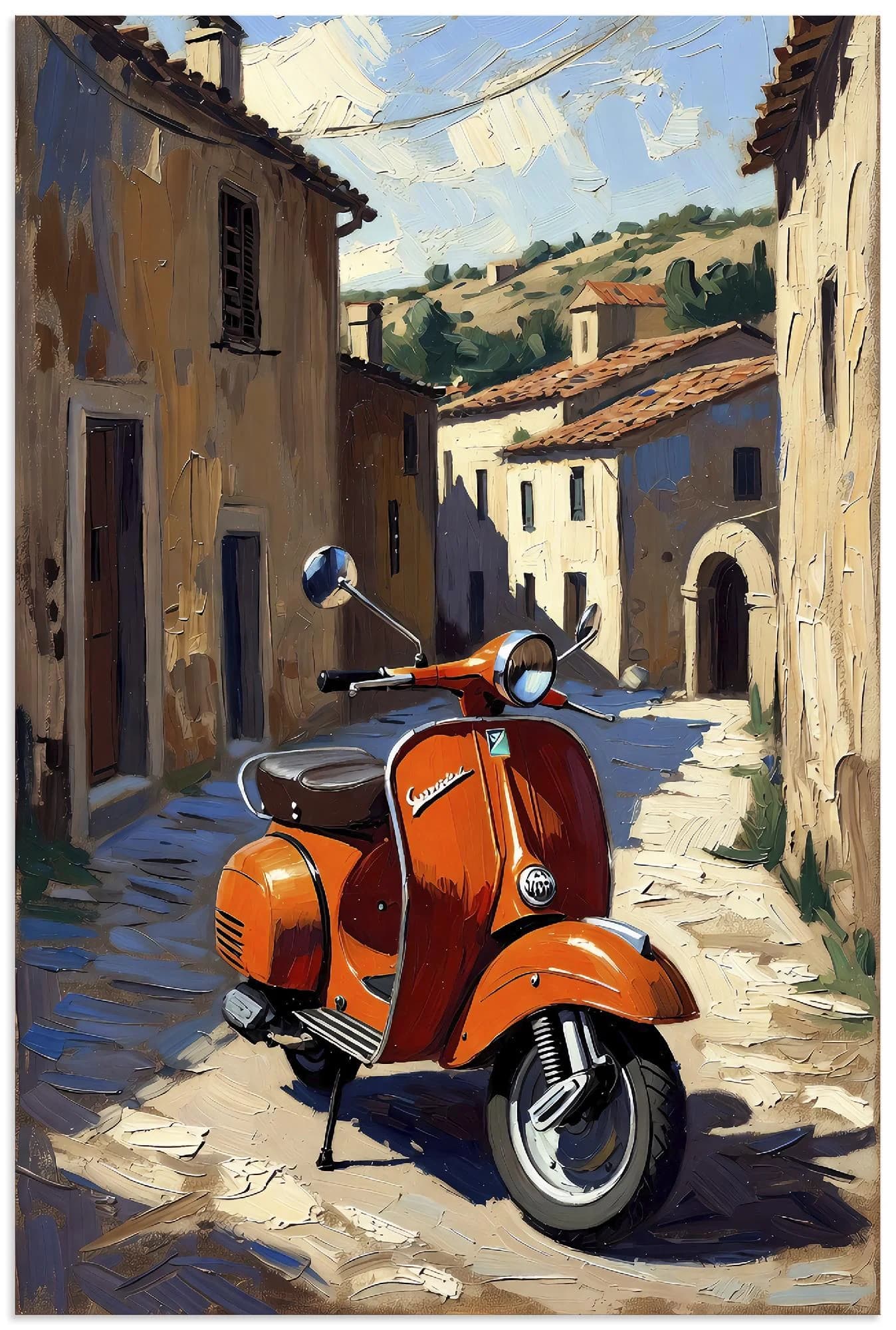 Artland Wandbild Roter Motorroller Alu Dibond Rot 80x120 cm