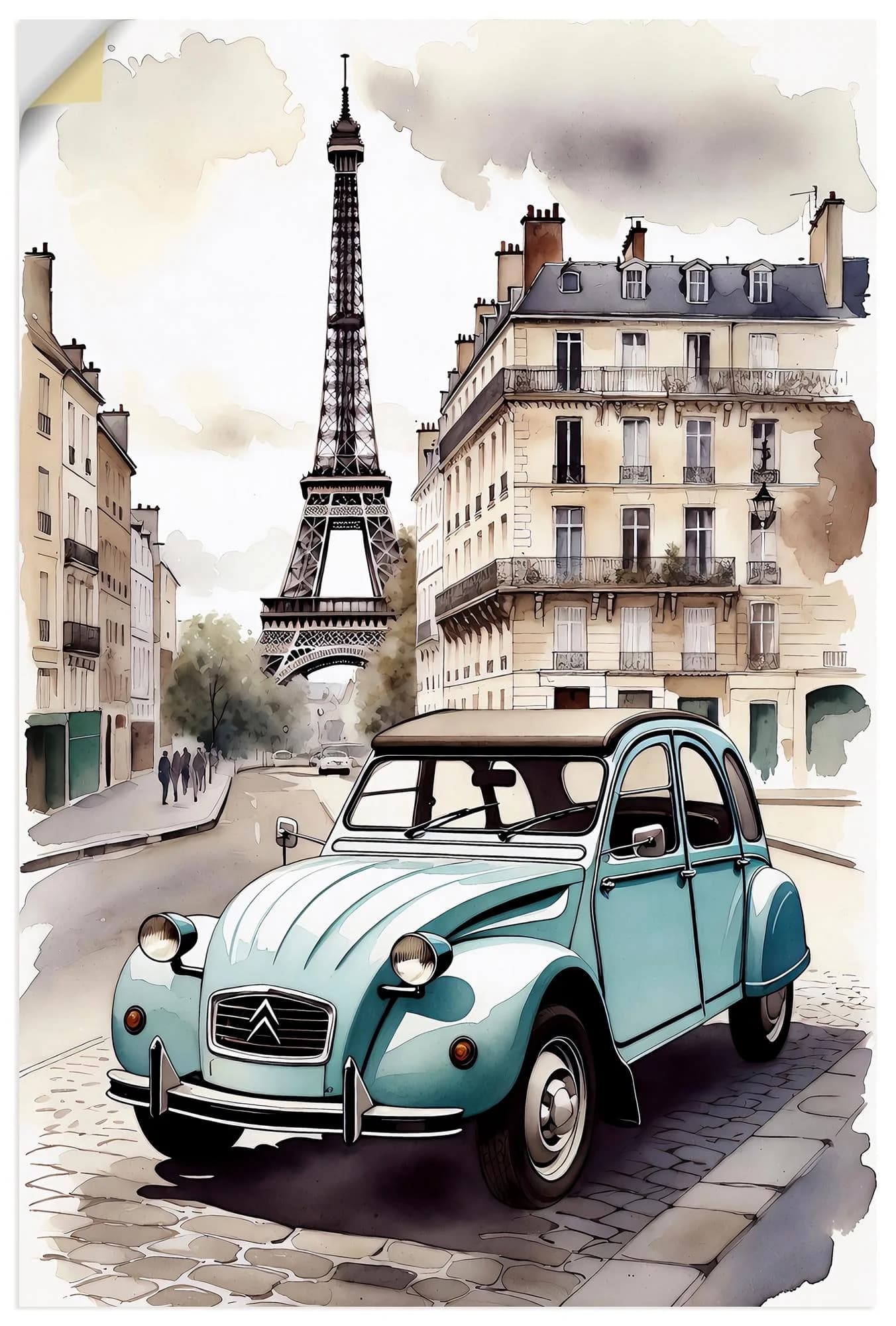 Artland Wandaufkleber 2CV Ente Blau Vinyl