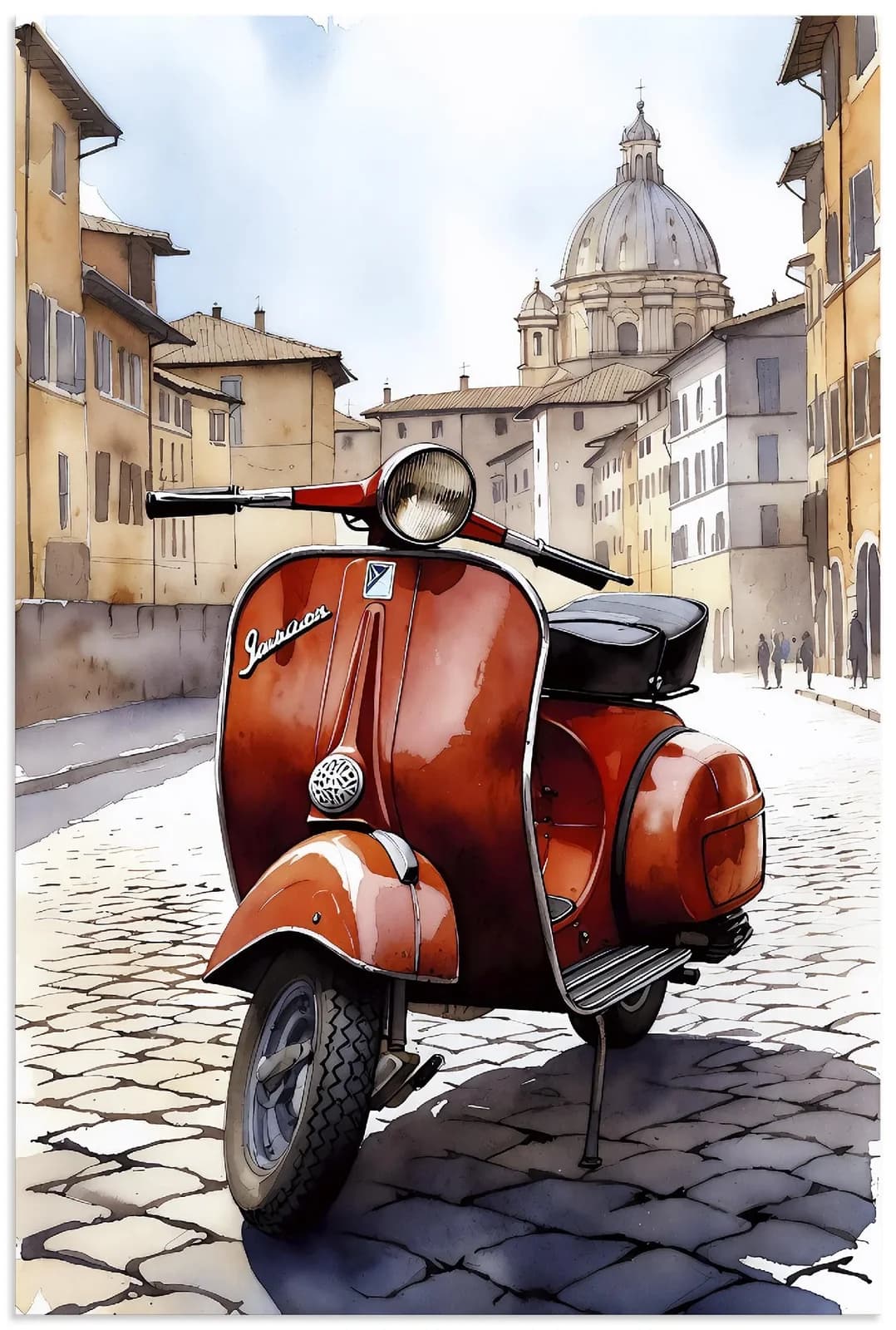 Artland Wandbild Roter Motorroller in Italien Alu Dibond