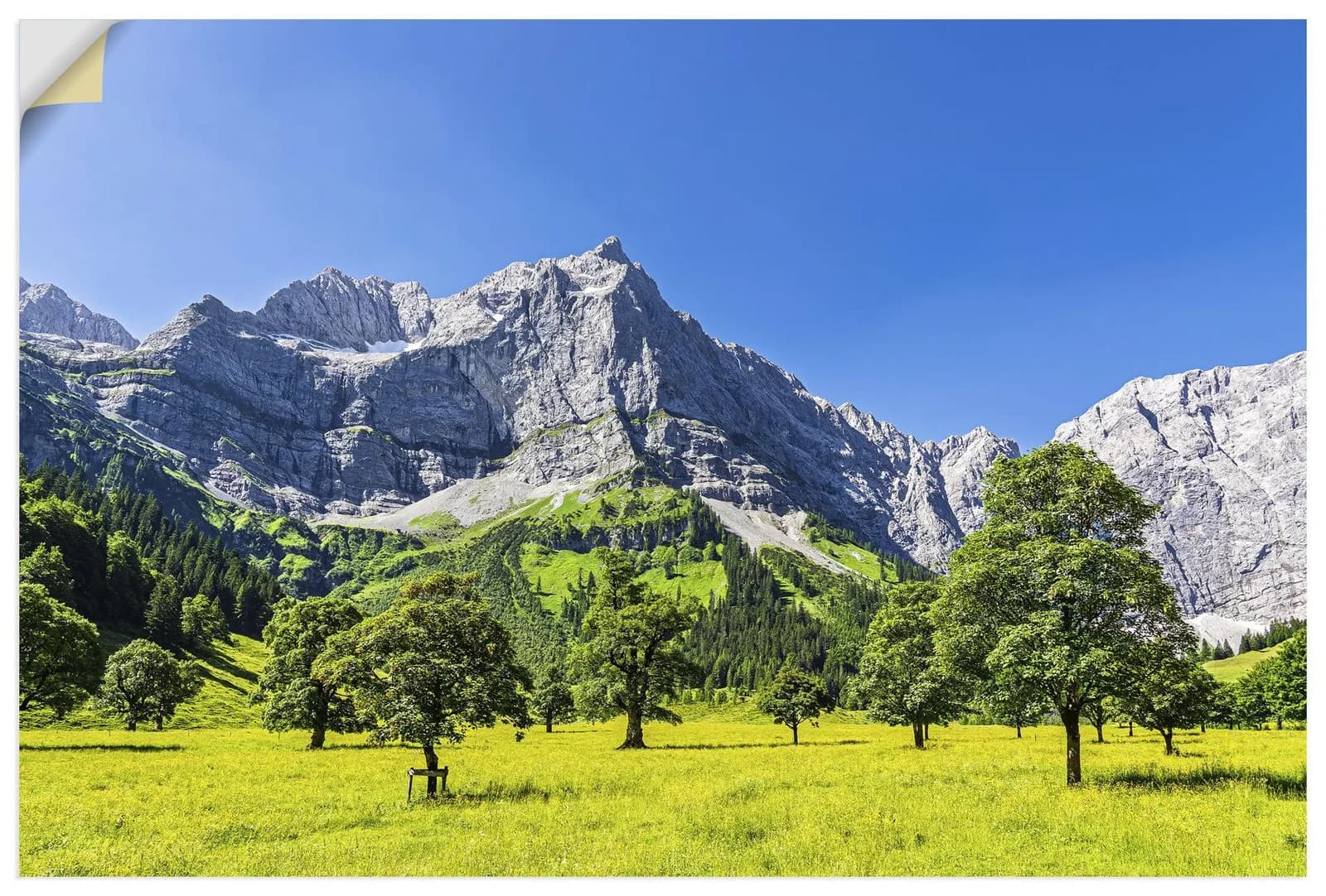 ARTLAND Wandaufkleber Landschaft Grün Ahornboden Rißtal