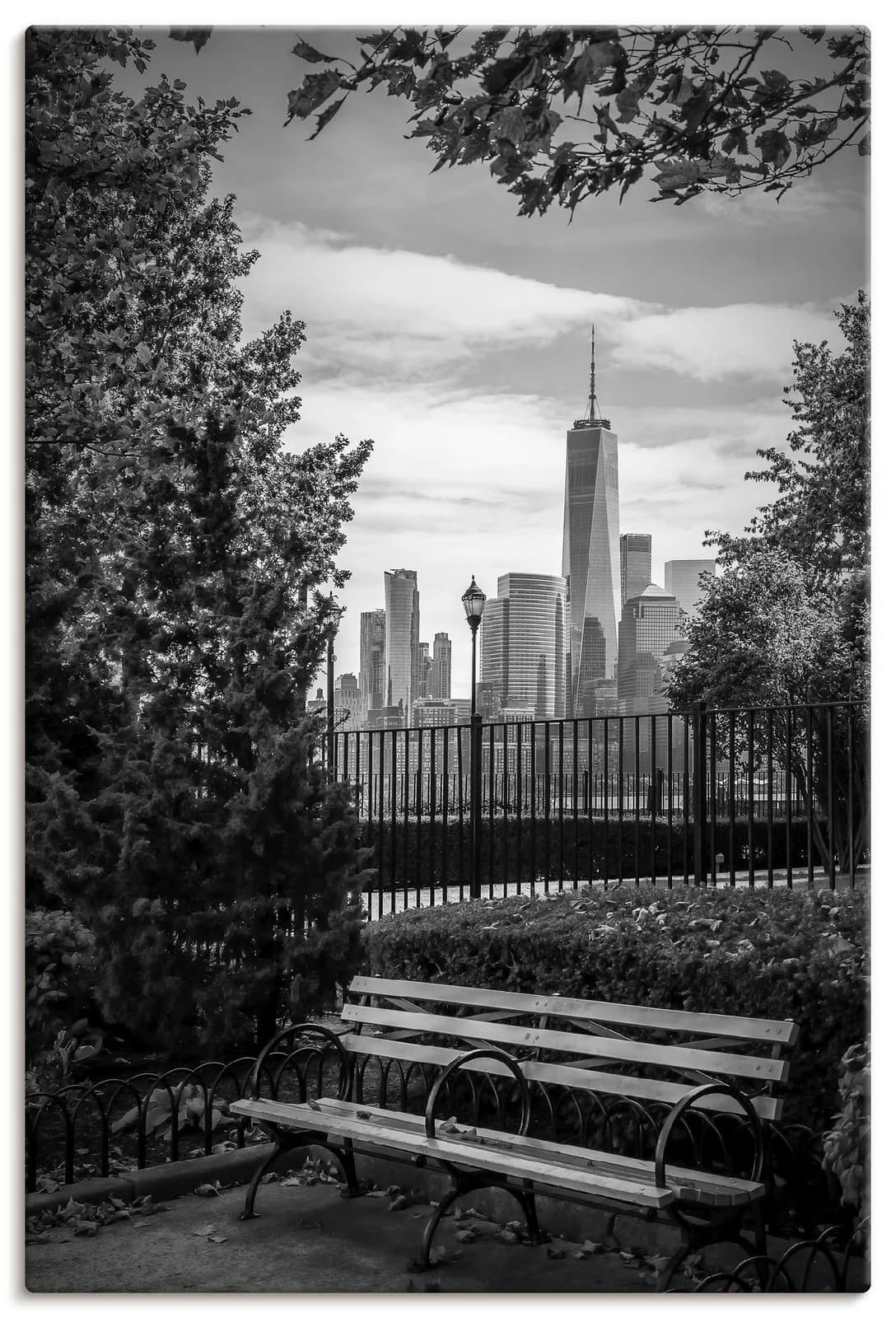 ARTLAND Wandbild Urbaner Rückzugsort NYC-Skyline Schwarz-Weiß Leinwand