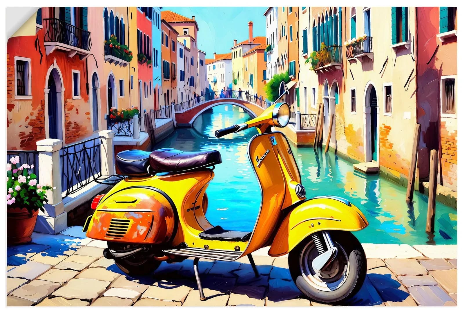 Artland Wandaufkleber "Reise nach Venedig" Gelb Vinyl