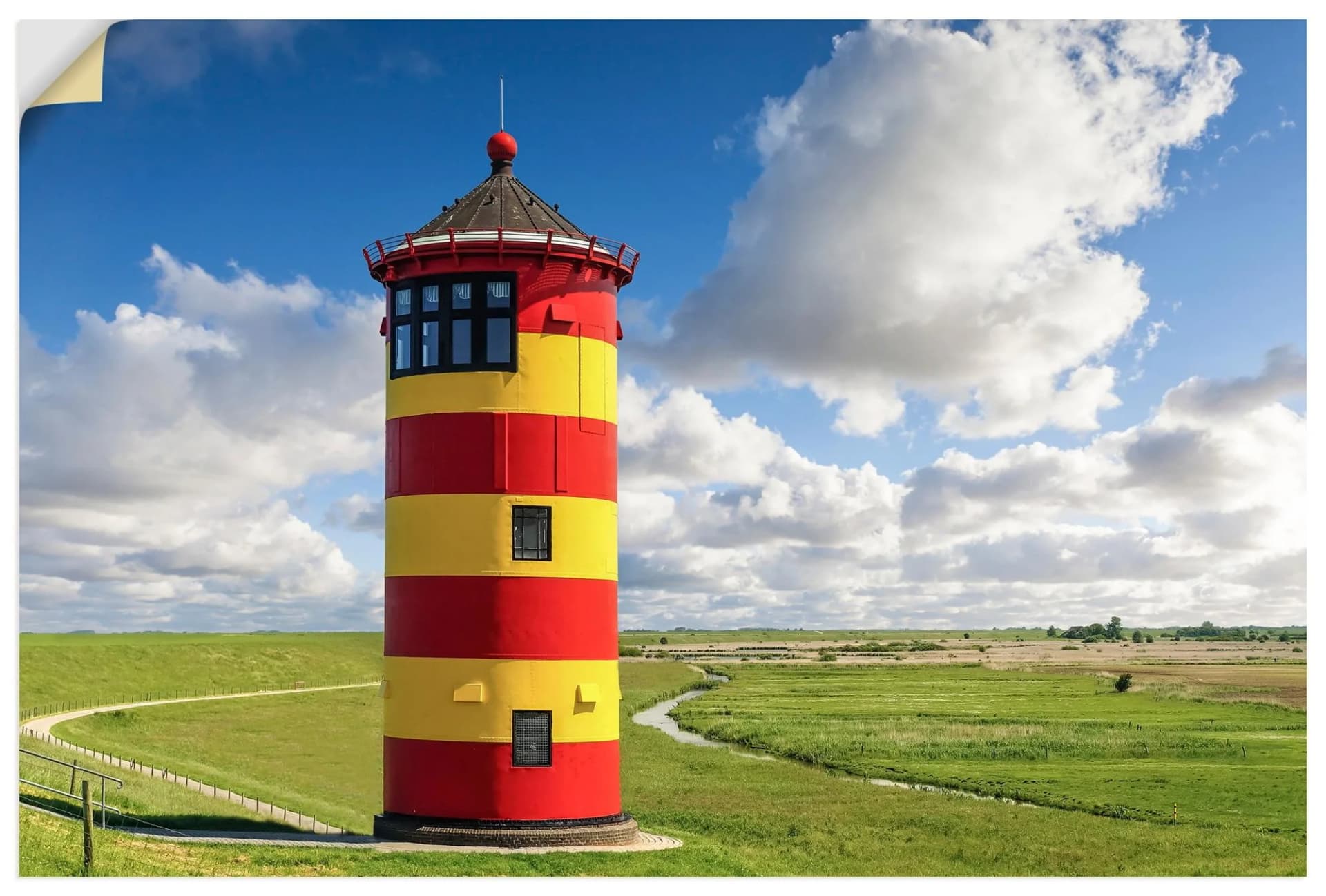 ARTLAND Wandaufkleber Pilsumer Leuchtturm Ostfriesland Bunt