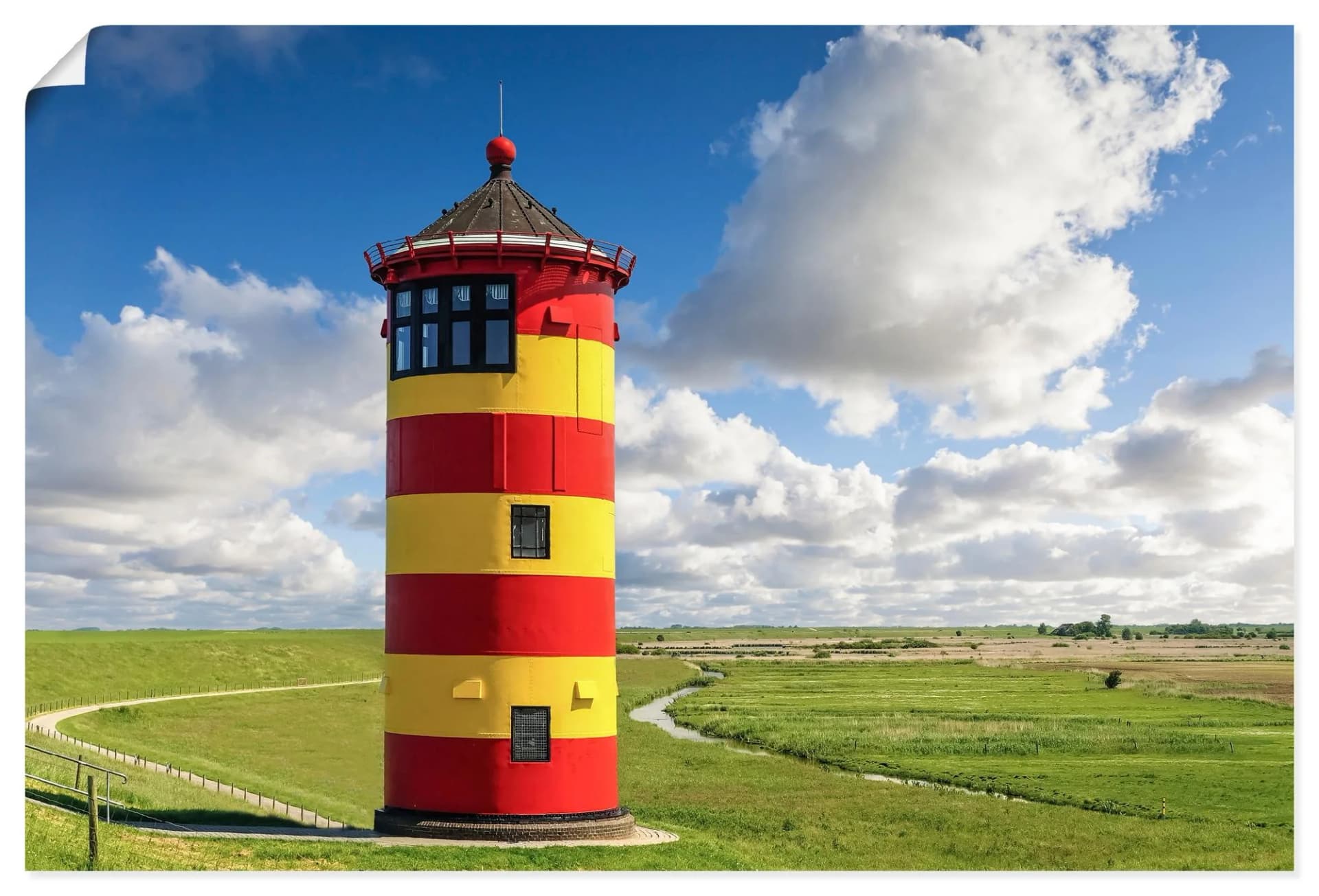 ARTLAND Wandbild Pilsumer Leuchtturm Ostfriesland Bunt
