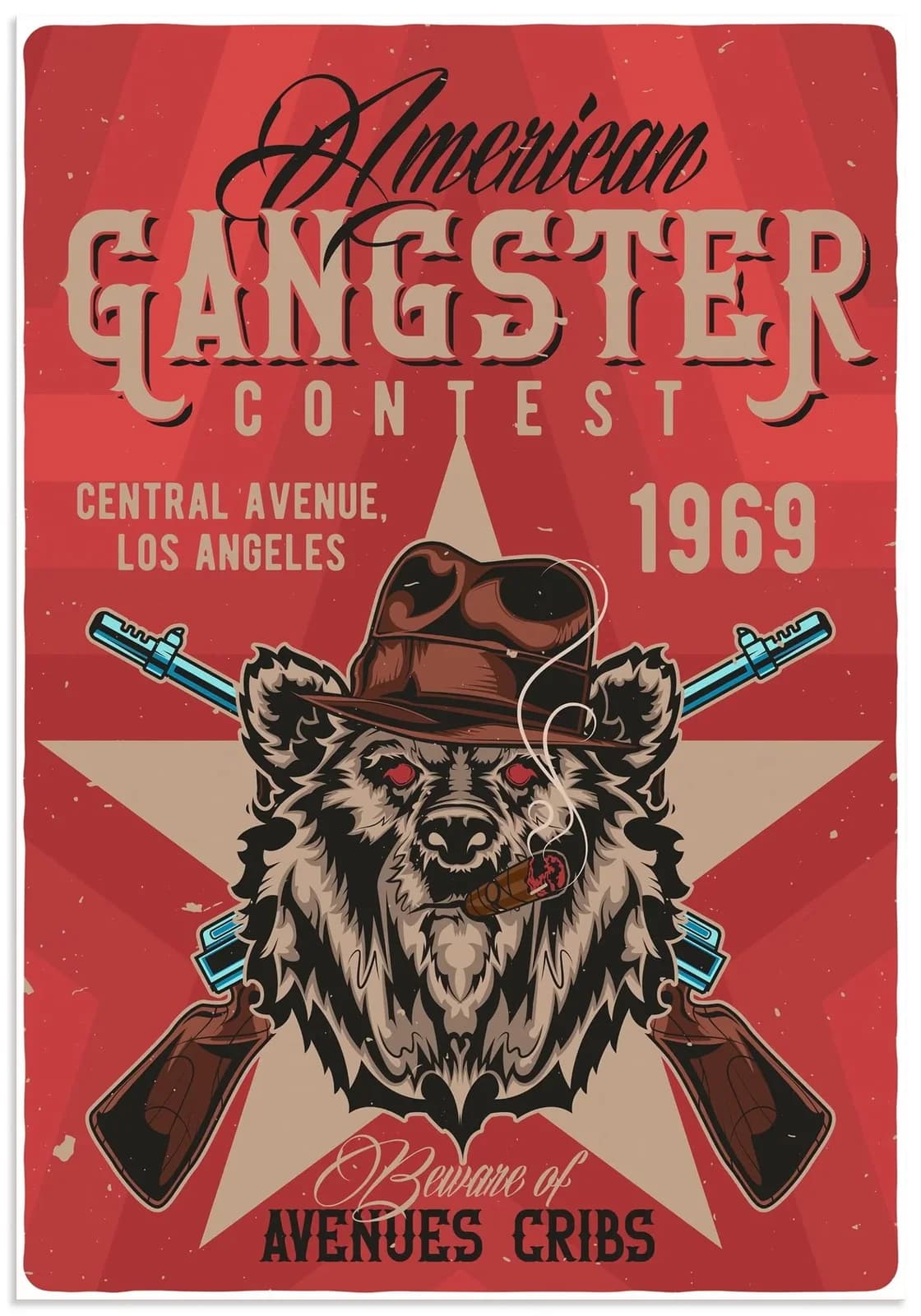 Artland Wandbild American Gangster Rot Alu Dibond