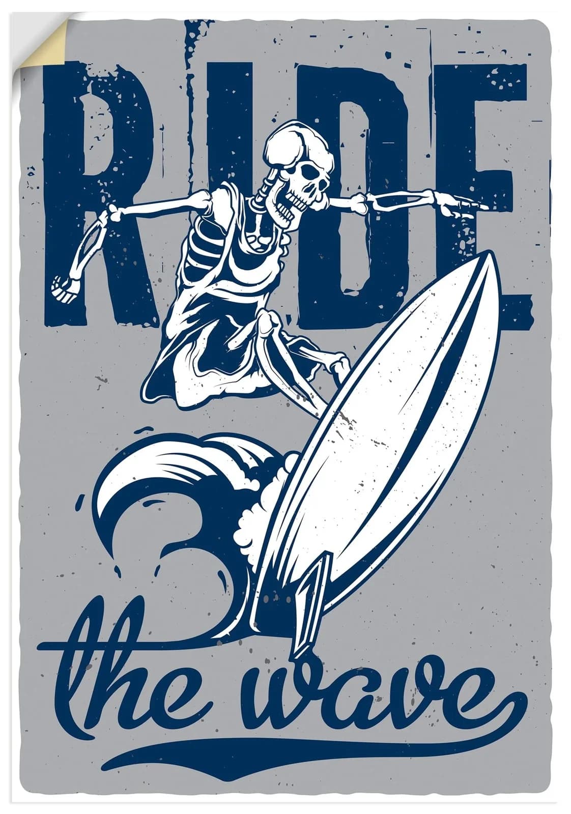 ARTLAND Wandaufkleber "Reite die Welle" Blau