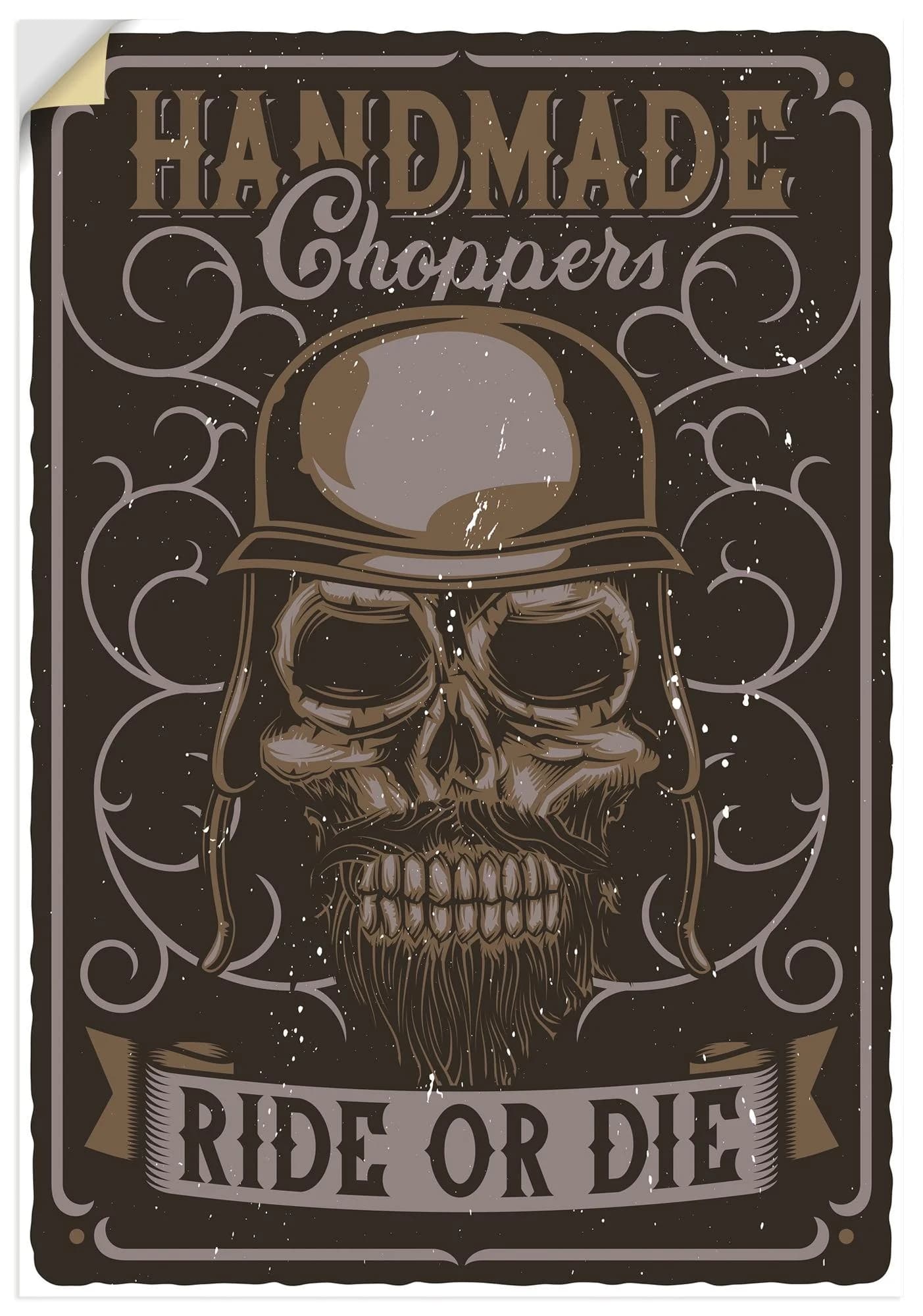 Artland Wandaufkleber Totenkopf Braun 50x70 cm