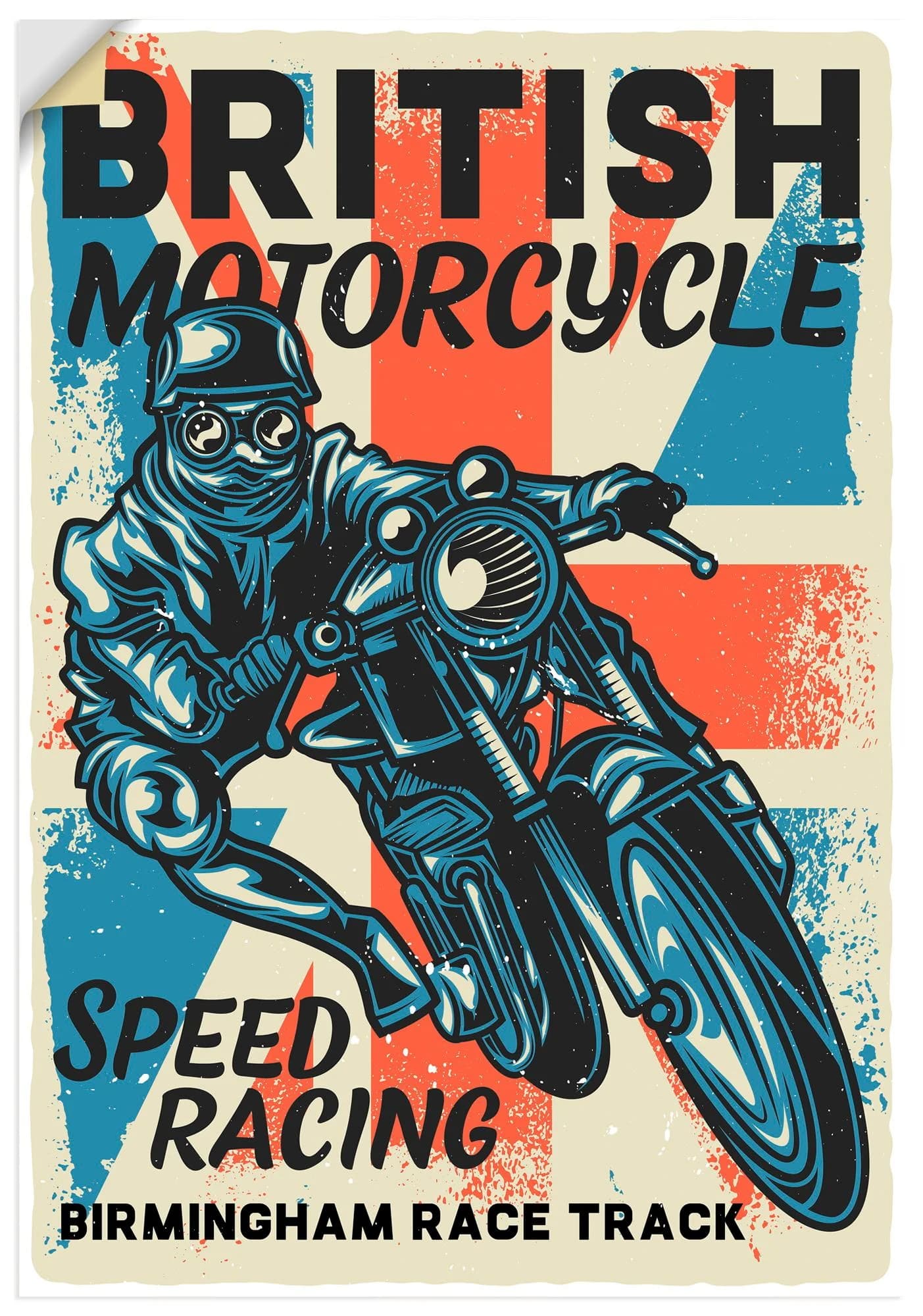 ARTLAND Wandaufkleber Motorrad Birmingham Blau
