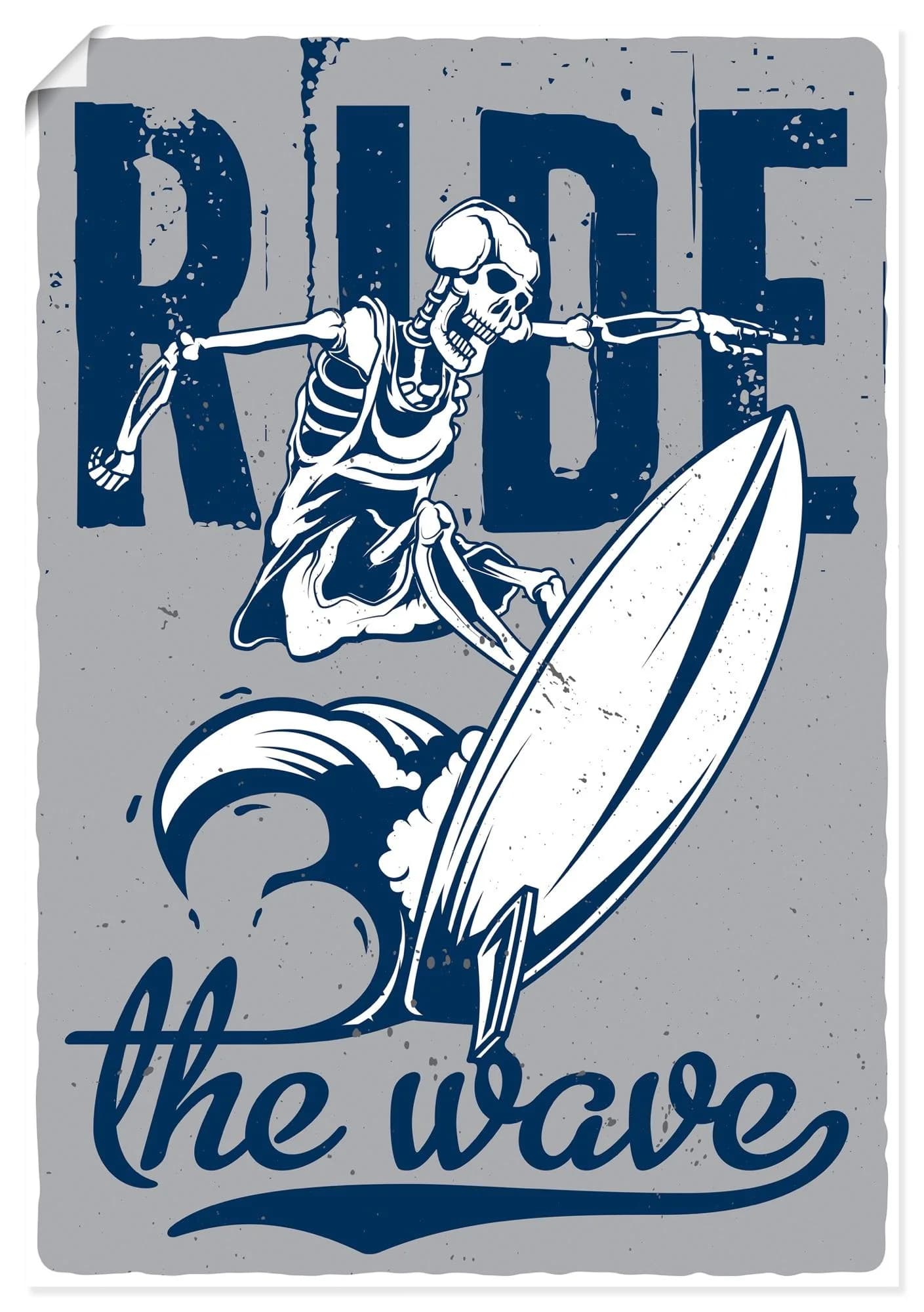 Artland Wandbild "Reite die Welle" Blau Kunstdruck