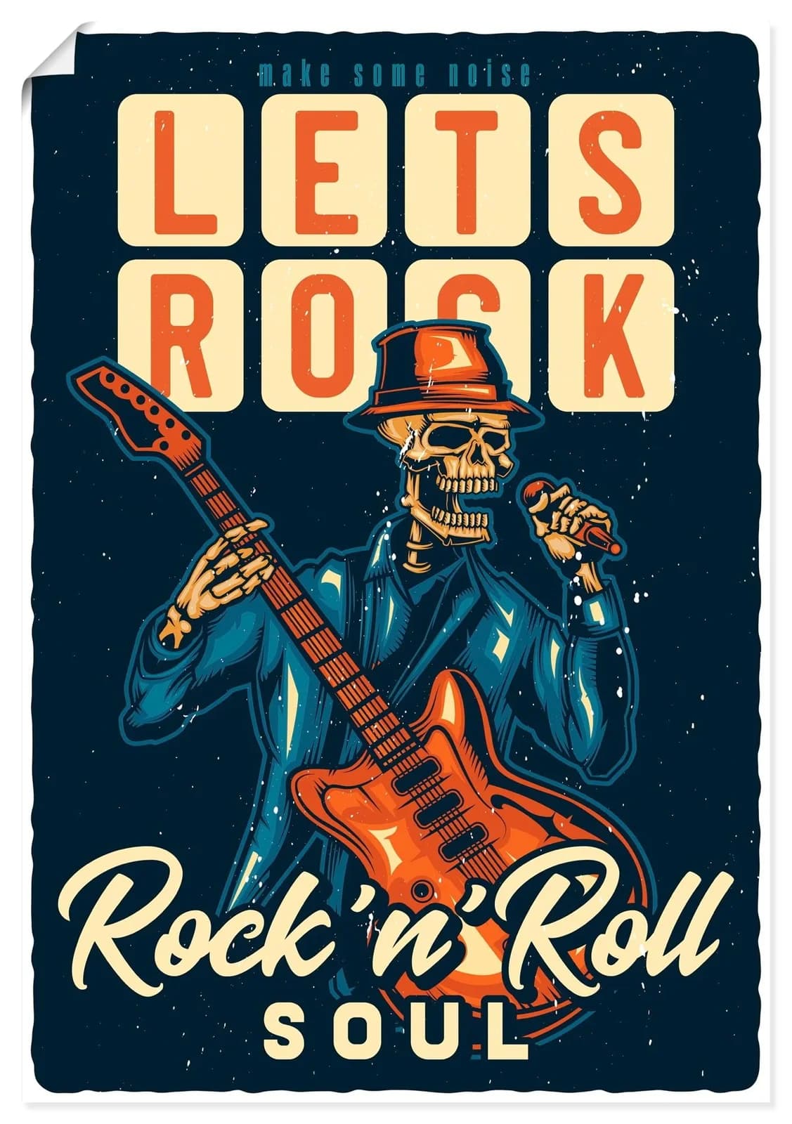 ARTLAND Wandbild "Let's rock" Blau Kunstdruck