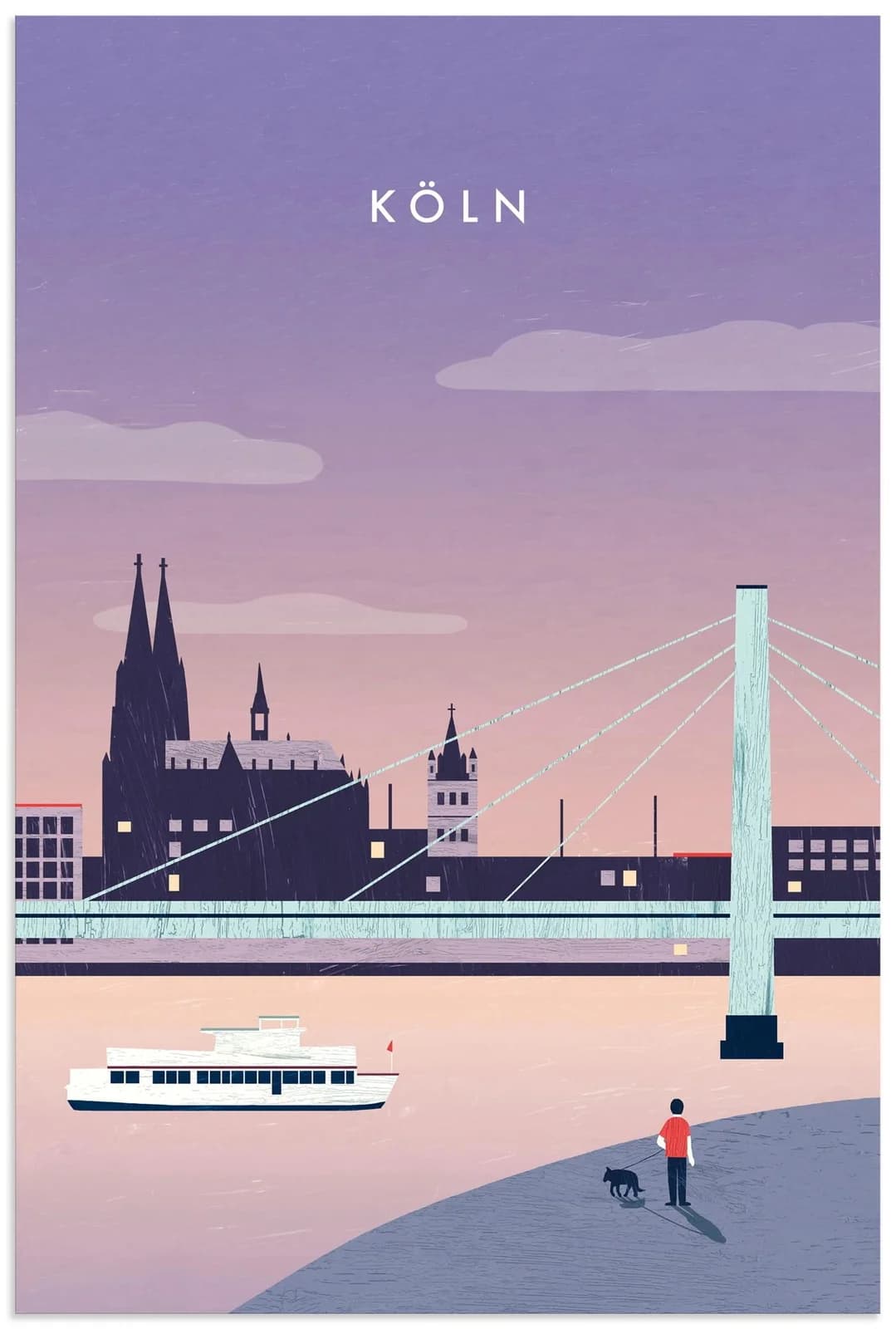 ARTLAND Wandbild Köln Lila Alu Dibond Hochformat