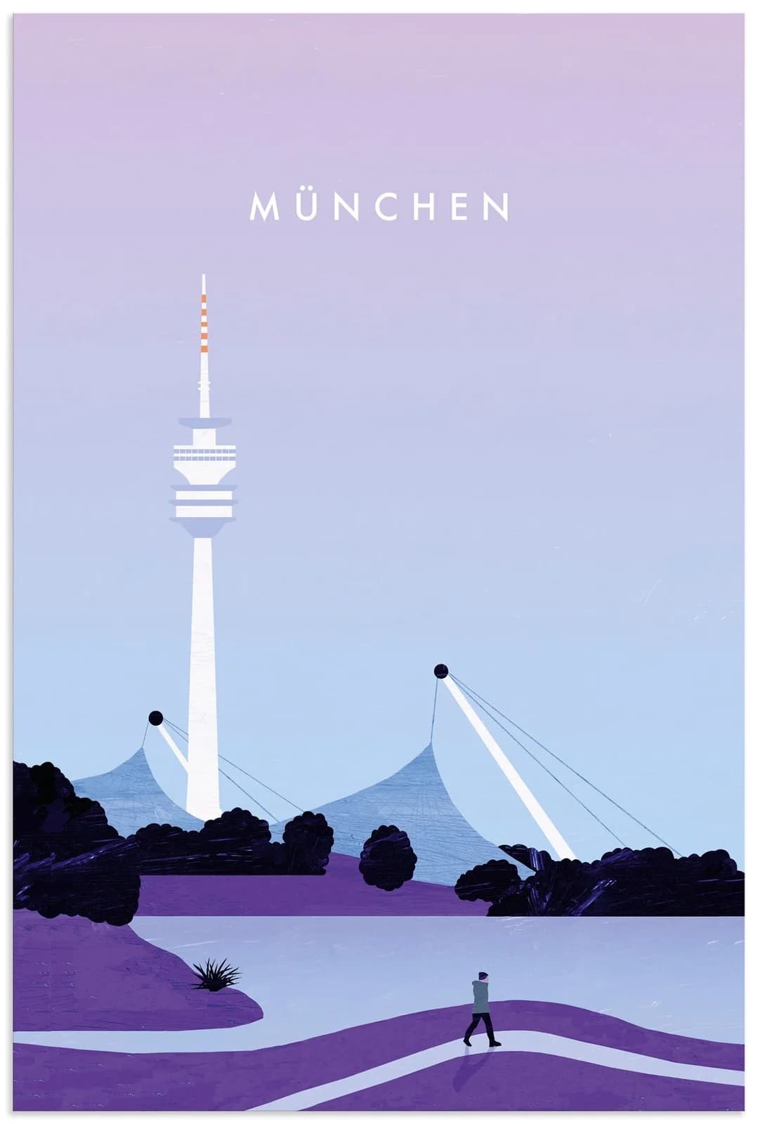 ARTLAND Wandbild München Lila Alu Dibond 60x90 cm