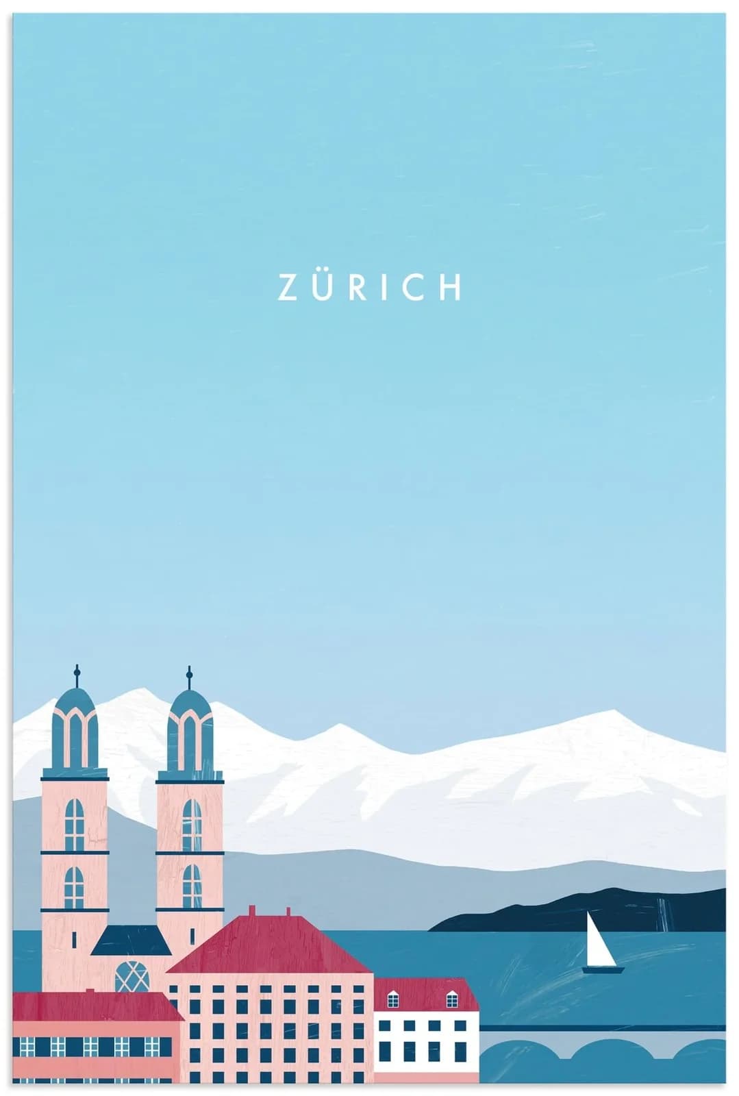 ARTLAND Wandbild Zürich Blau Alubild 20x30 cm