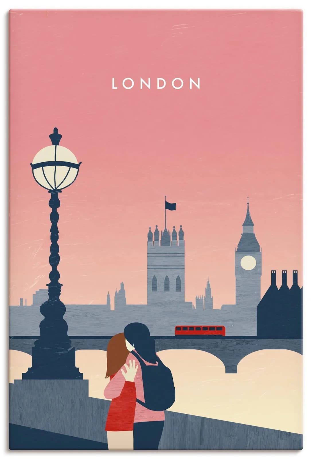 Artland Wandbild London Rot Leinwand 80x120 cm