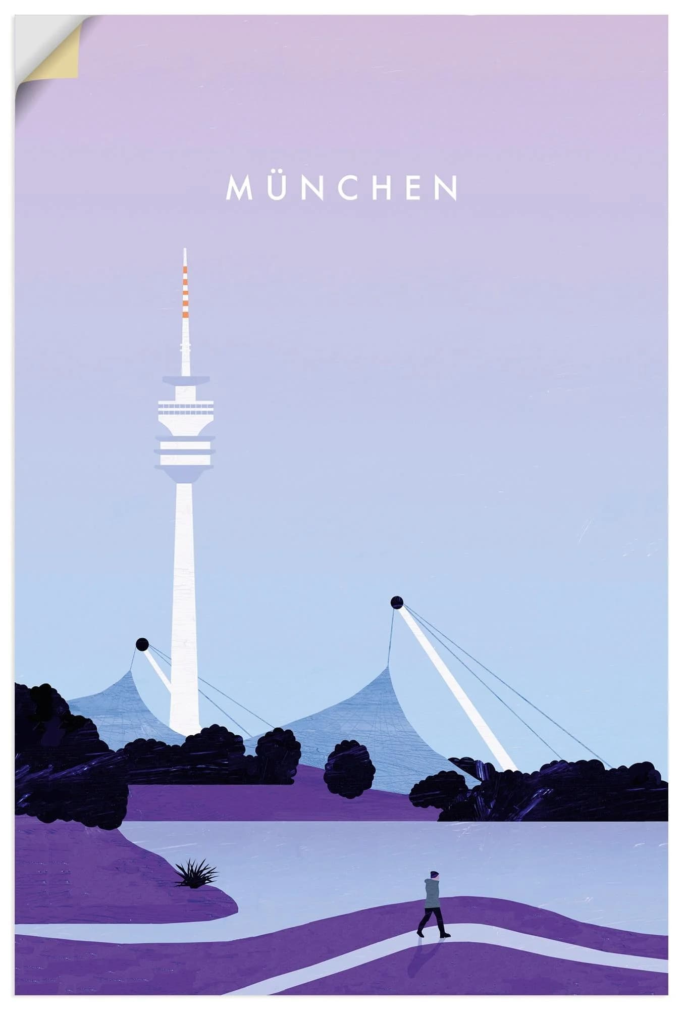 ARTLAND Wandaufkleber München Lila Vinyl Wandbild