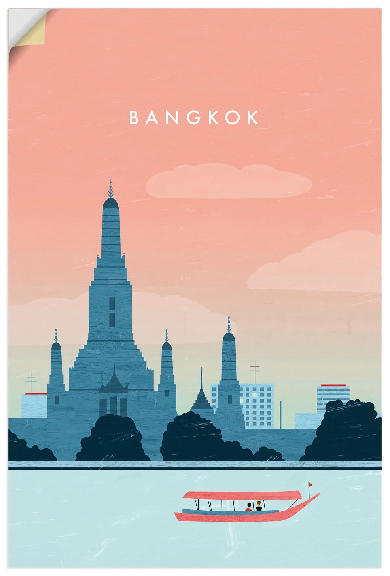 ARTLAND Wandaufkleber Bangkok Orange 40x60 cm