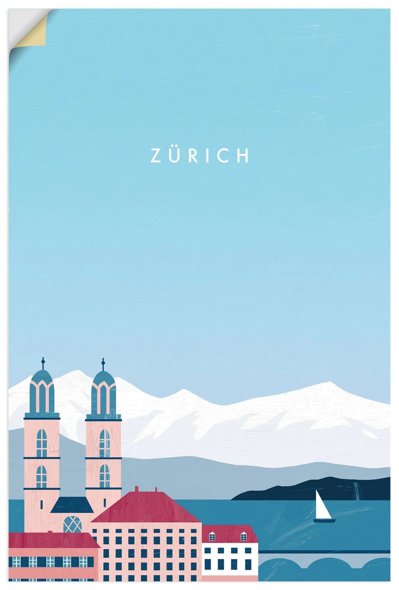ARTLAND Wandbild Zürich Blau Selbstklebend