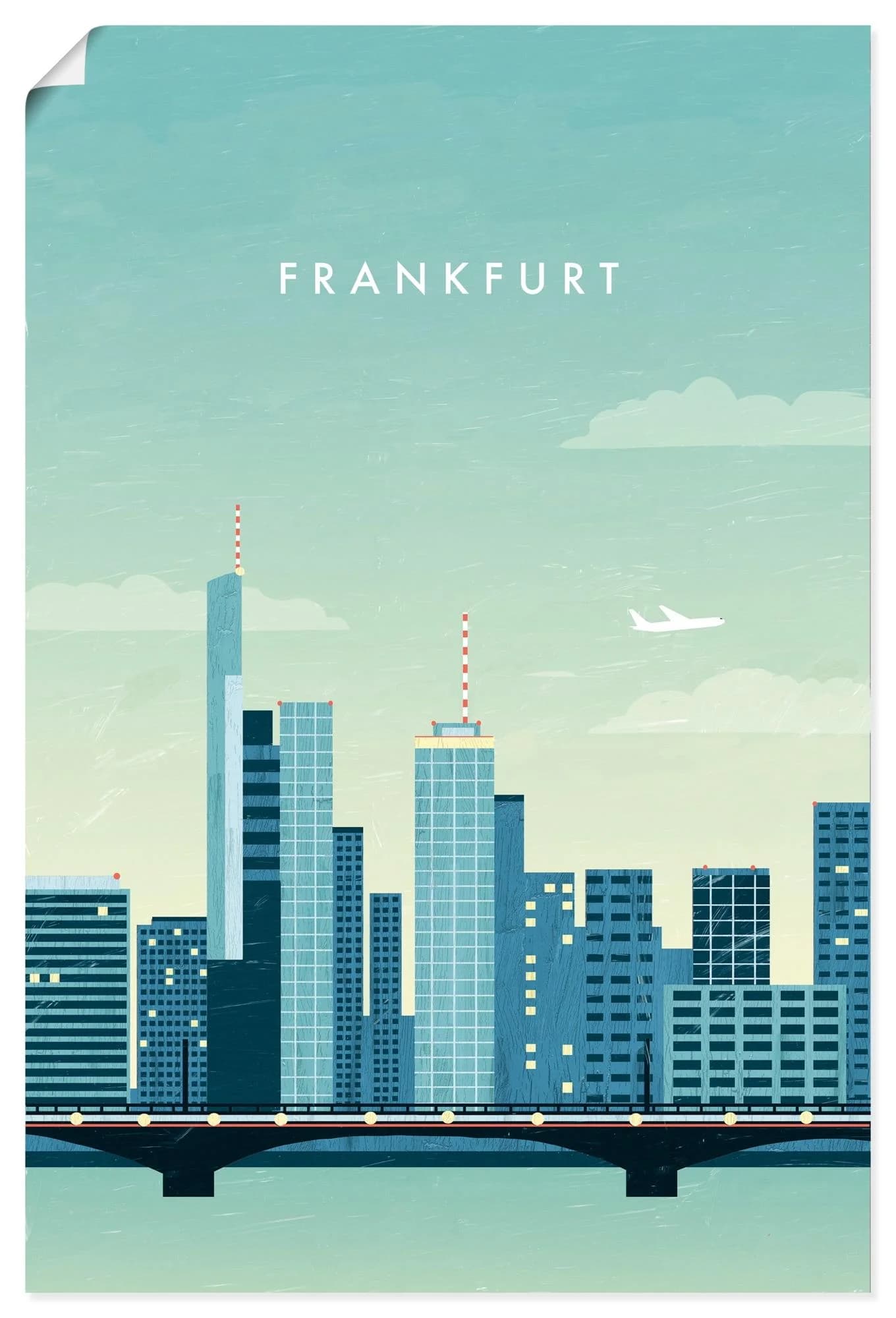 ARTLAND Wandbild Frankfurt Blau Kunstdruck 40x60 cm