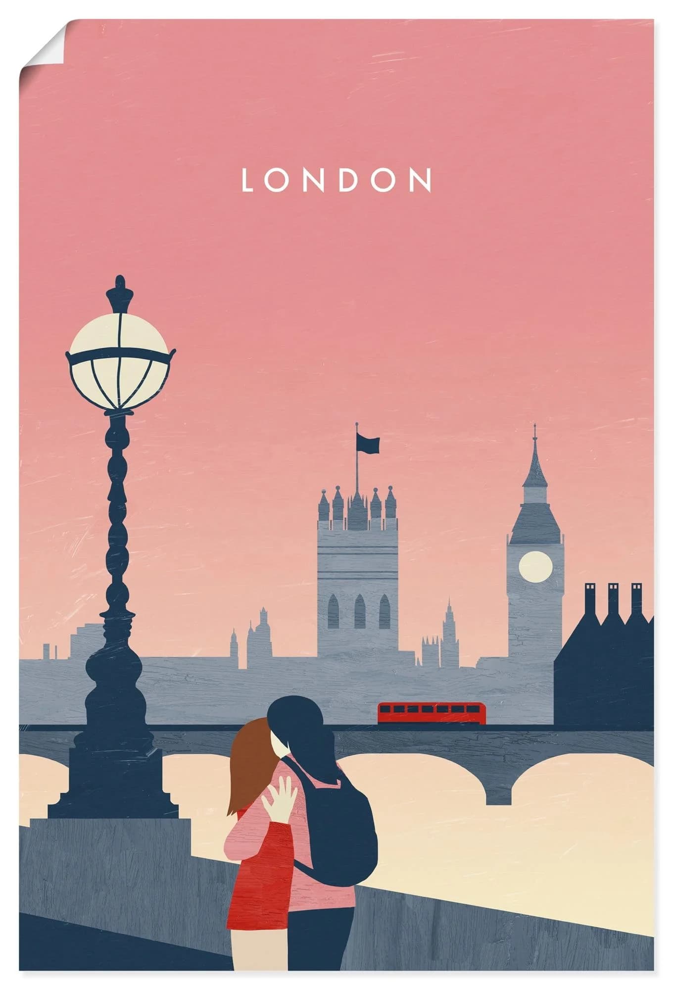 ARTLAND Wandbild "London" Rot Kunstdruck 20x30 cm